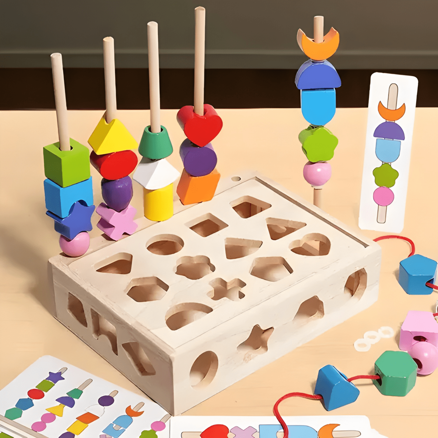 Juego didáctico rompecabezas madera sensorial bebé-4