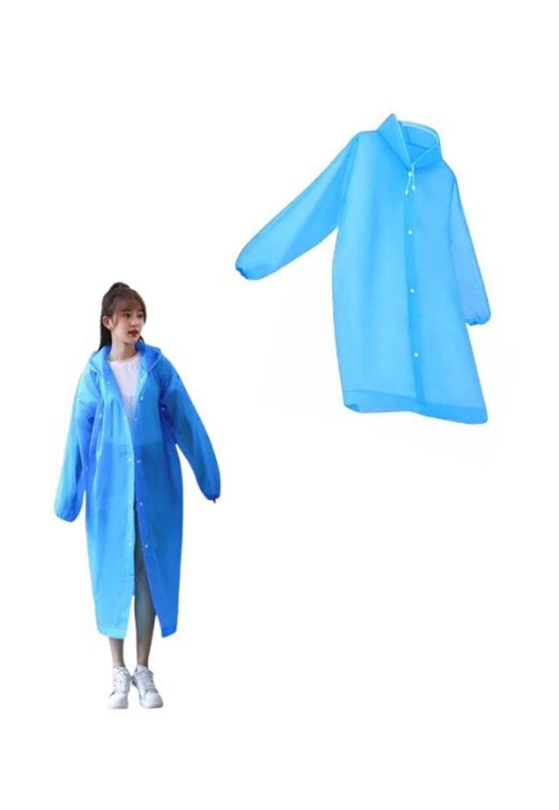 Poncho impermeable portátil con capucha, reutilizable, color azul-2