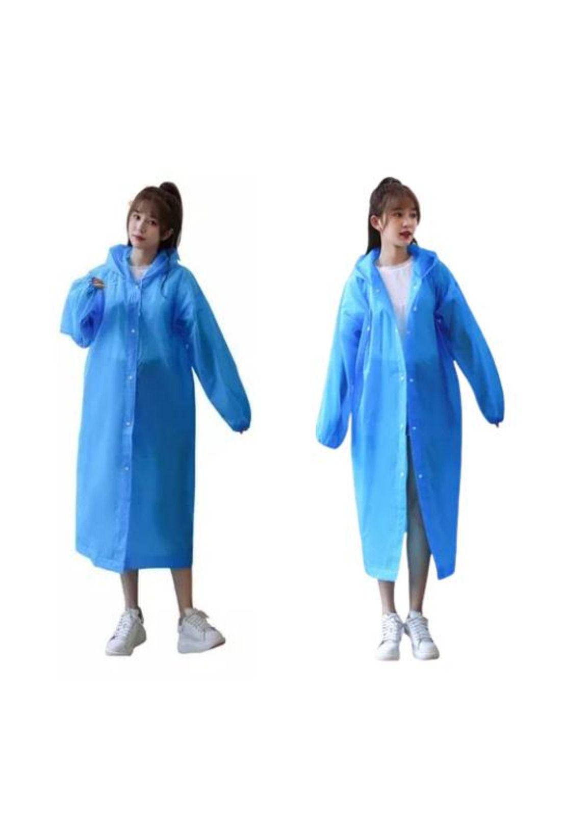 Poncho impermeable portátil con capucha, reutilizable, color azul-3