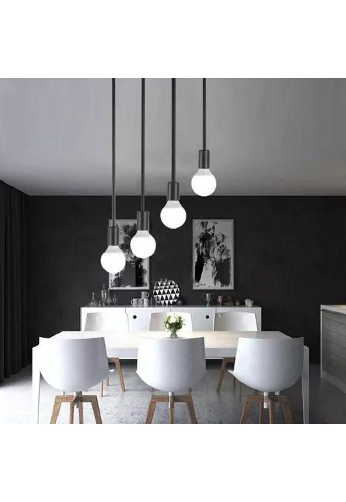Soquete E27 lámpara colgante 3 unidades color negro-5