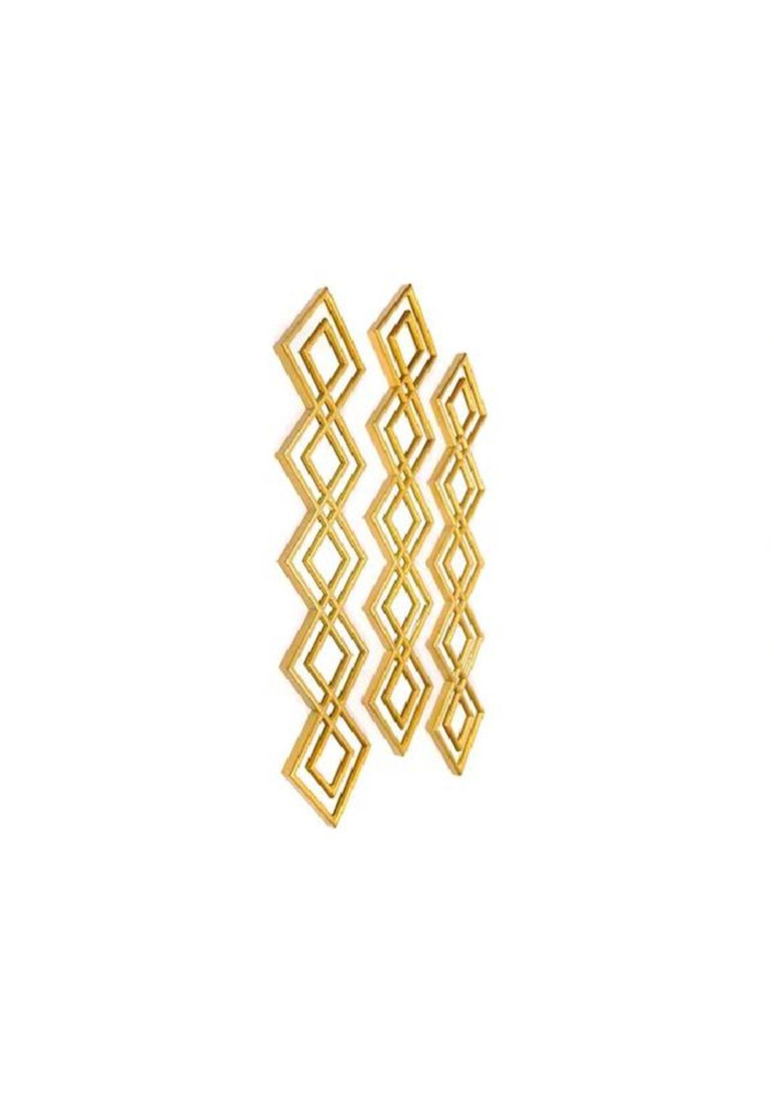 Espejo Decorativo Dorado Diseño Rombo 87x35cm-2
