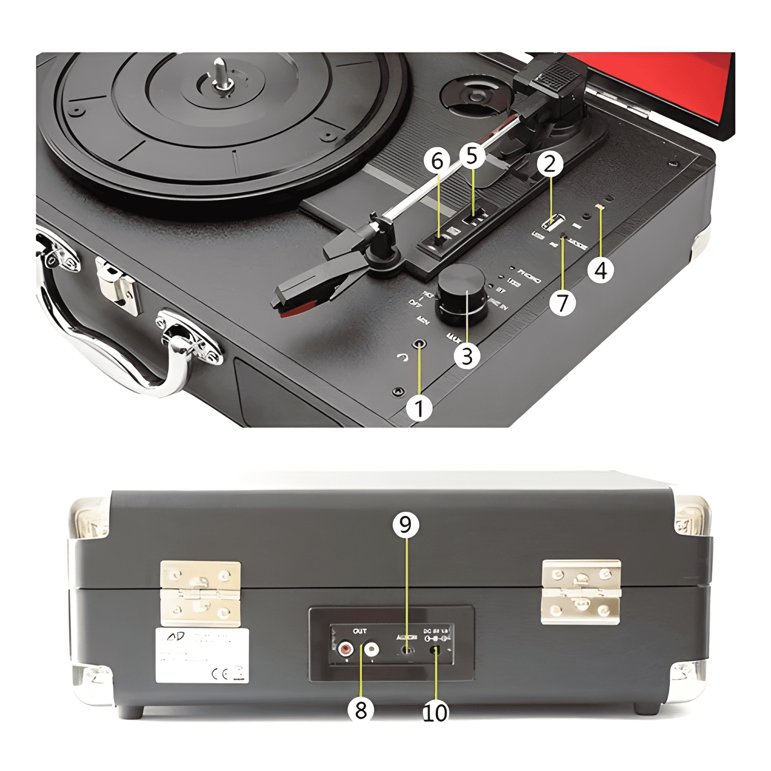Tocadiscos 3 velocidades maleta ecocuero parlante bluetooth-2