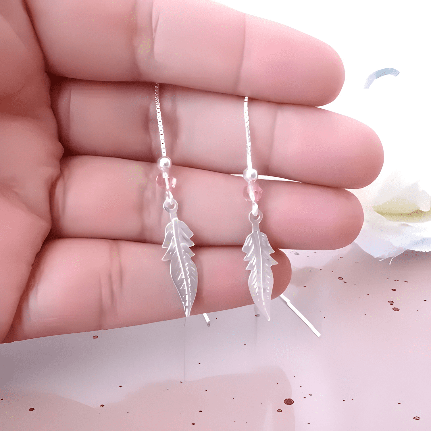 Aros De Plata 925 Plumas Con Cristal-1