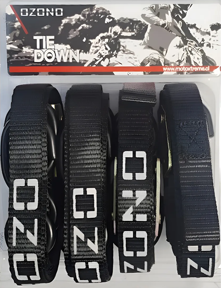 Tie Downs Eslinga Negro 4 Uni Con Tribilin Amarras Para Moto-0