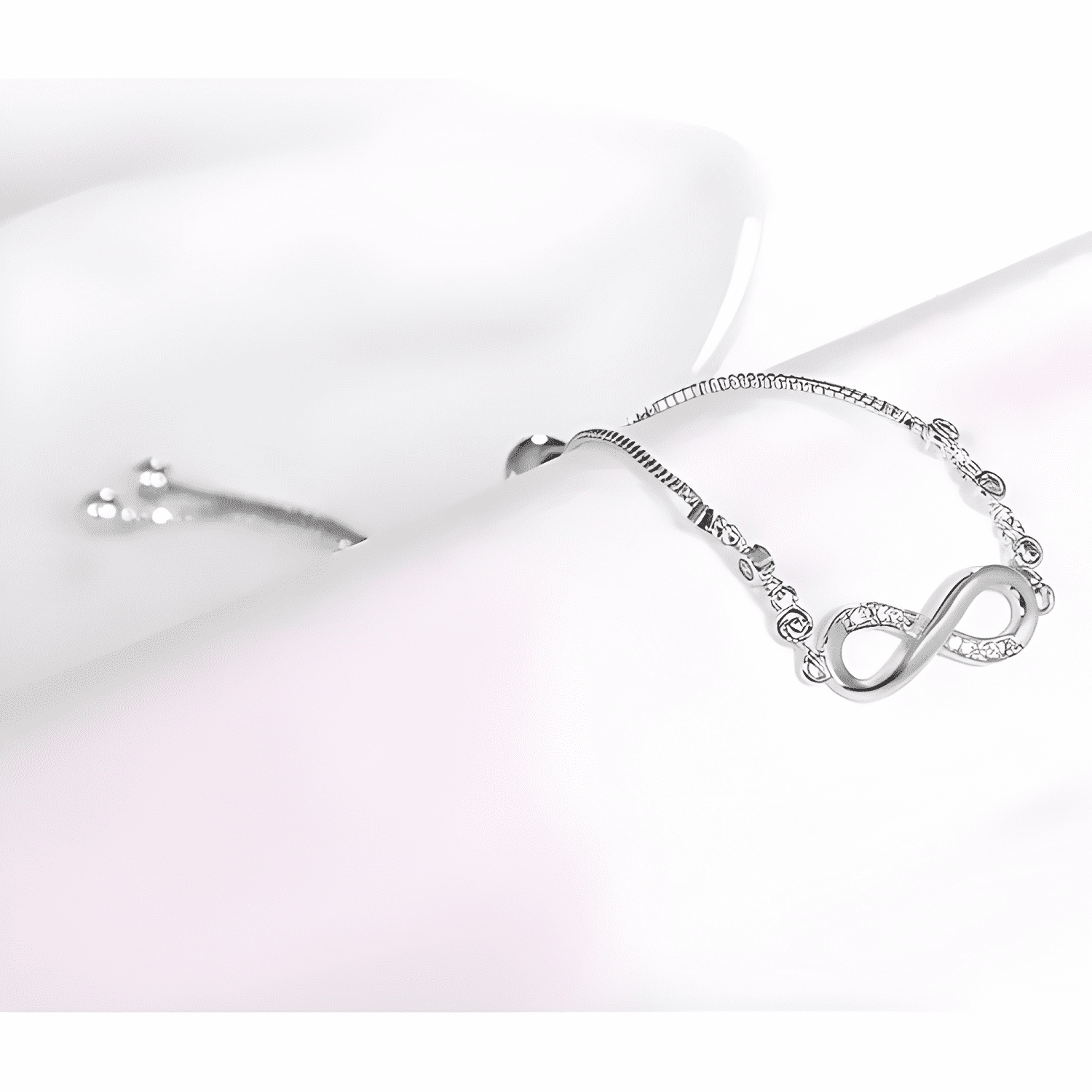 Pulsera infinito ajustable de plata ley S925 + bolsa + #4-3