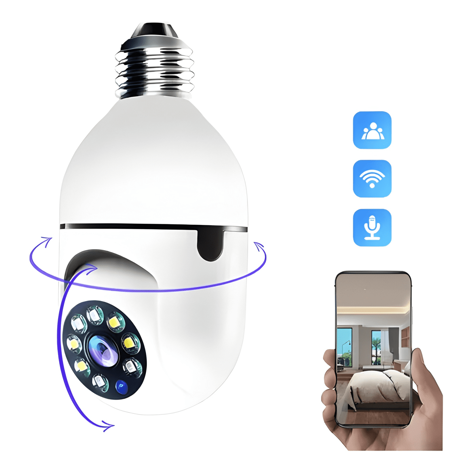 Cámara de Seguridad Tipo Ampolleta 360° con Soquete E-27-2