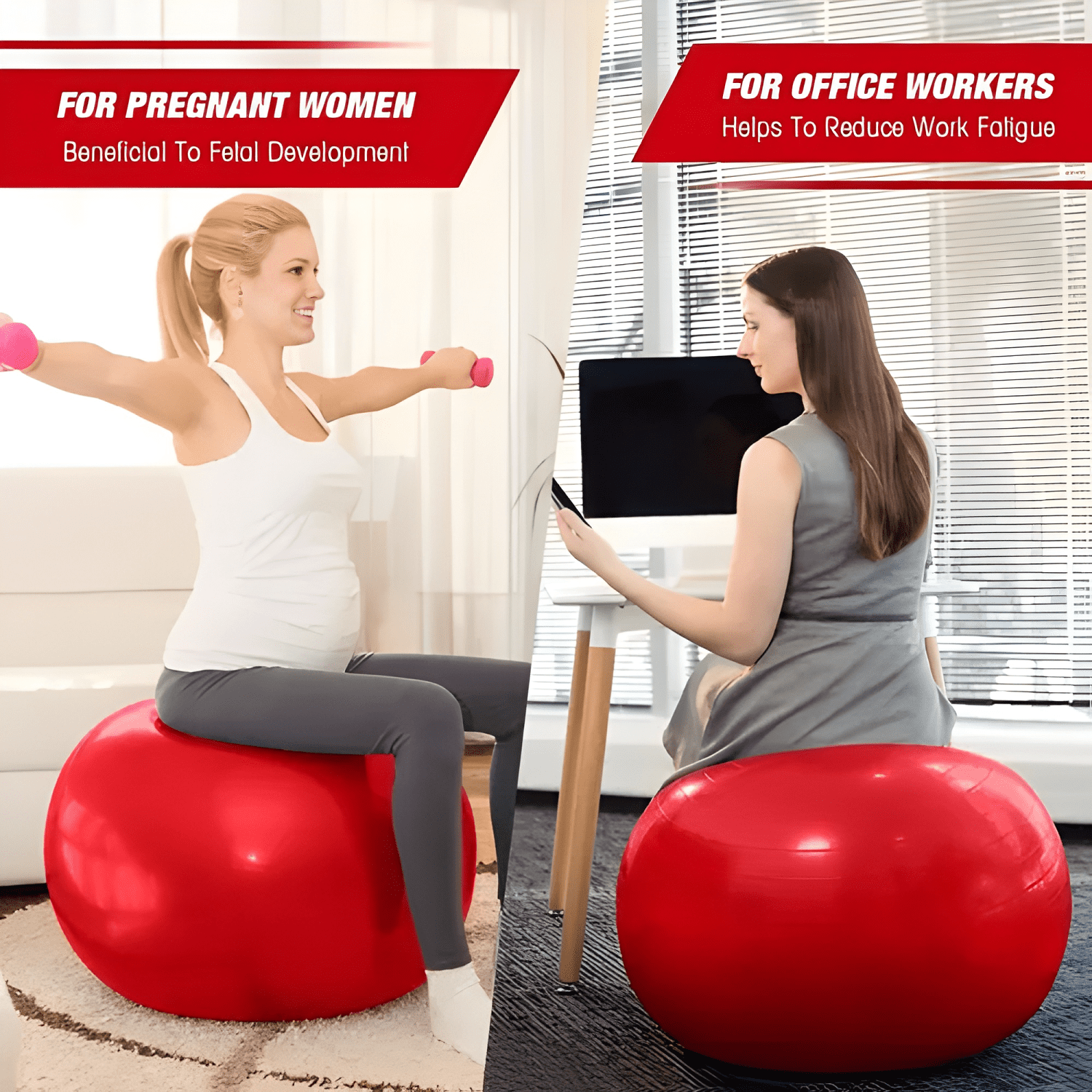 Pelota balón yoga pilates 75 cm fitnes terapia Rojo-3