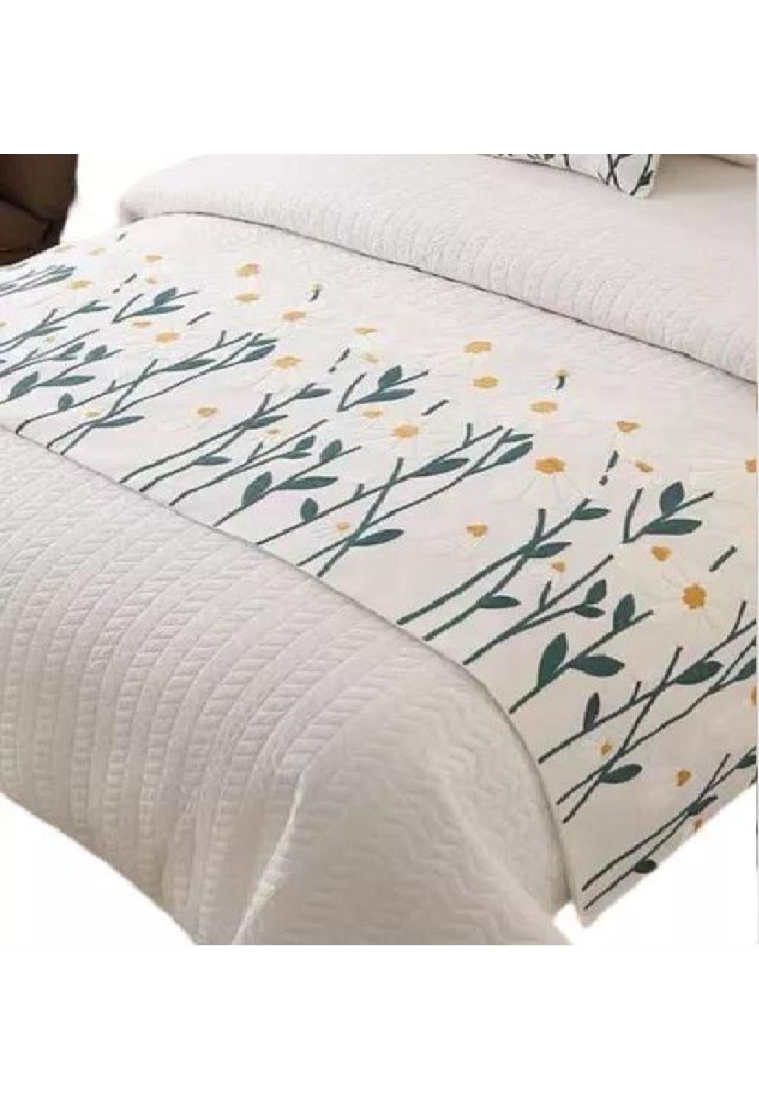 Piecera bordada para cama sin fundas de cojín diseño 1 color crema-1