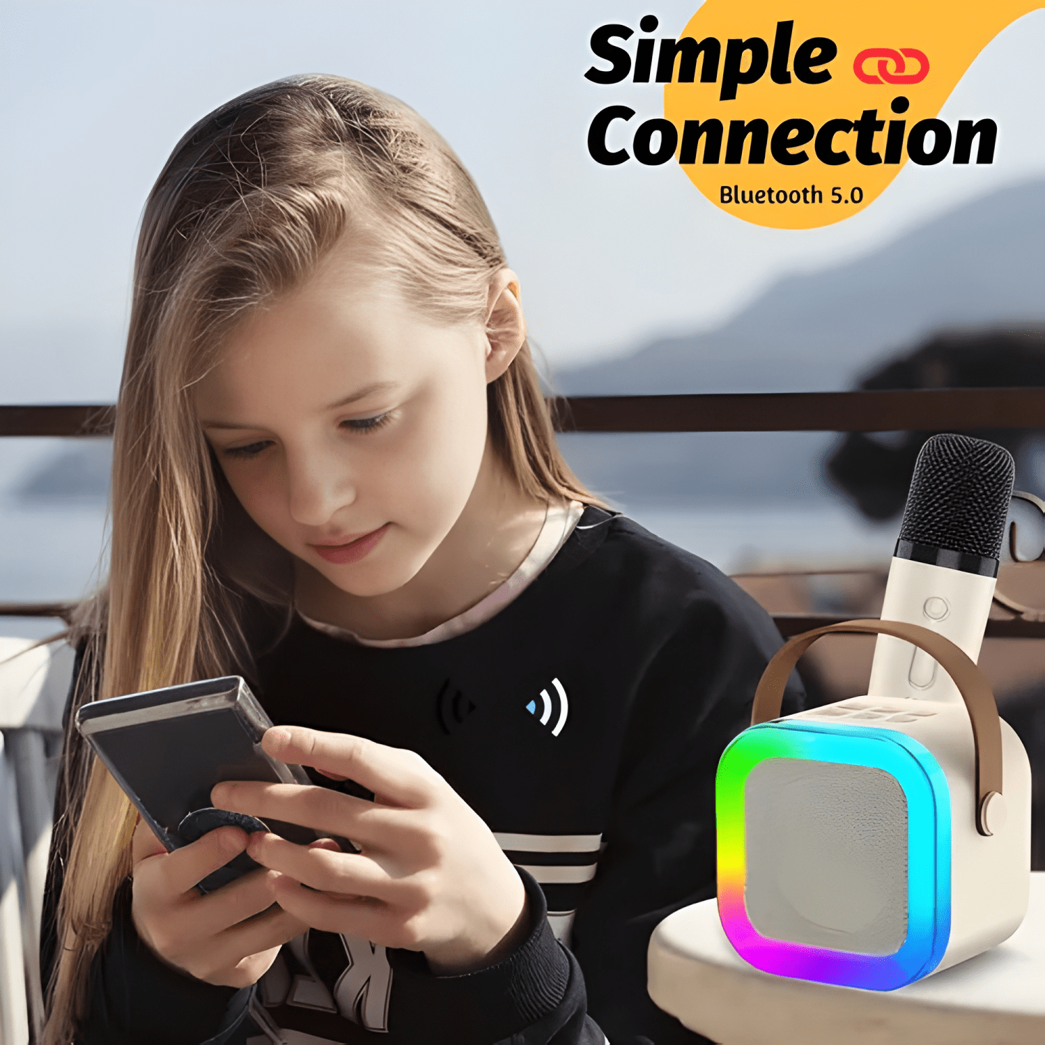 Mini parlante karaoke bluetooth para niños con micrófono-3