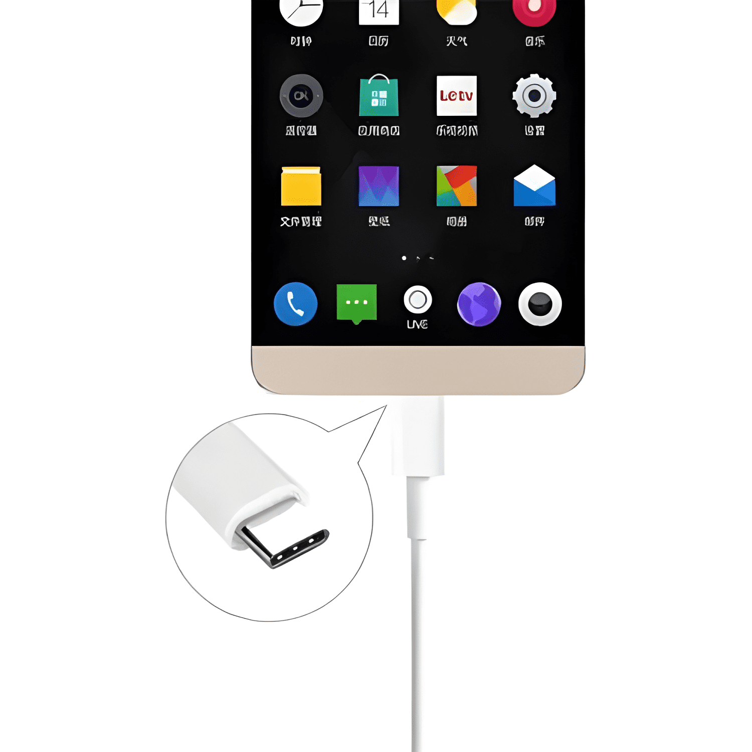 Cable carga rápida USB tipo c 1m conector reforzado Blanco-2