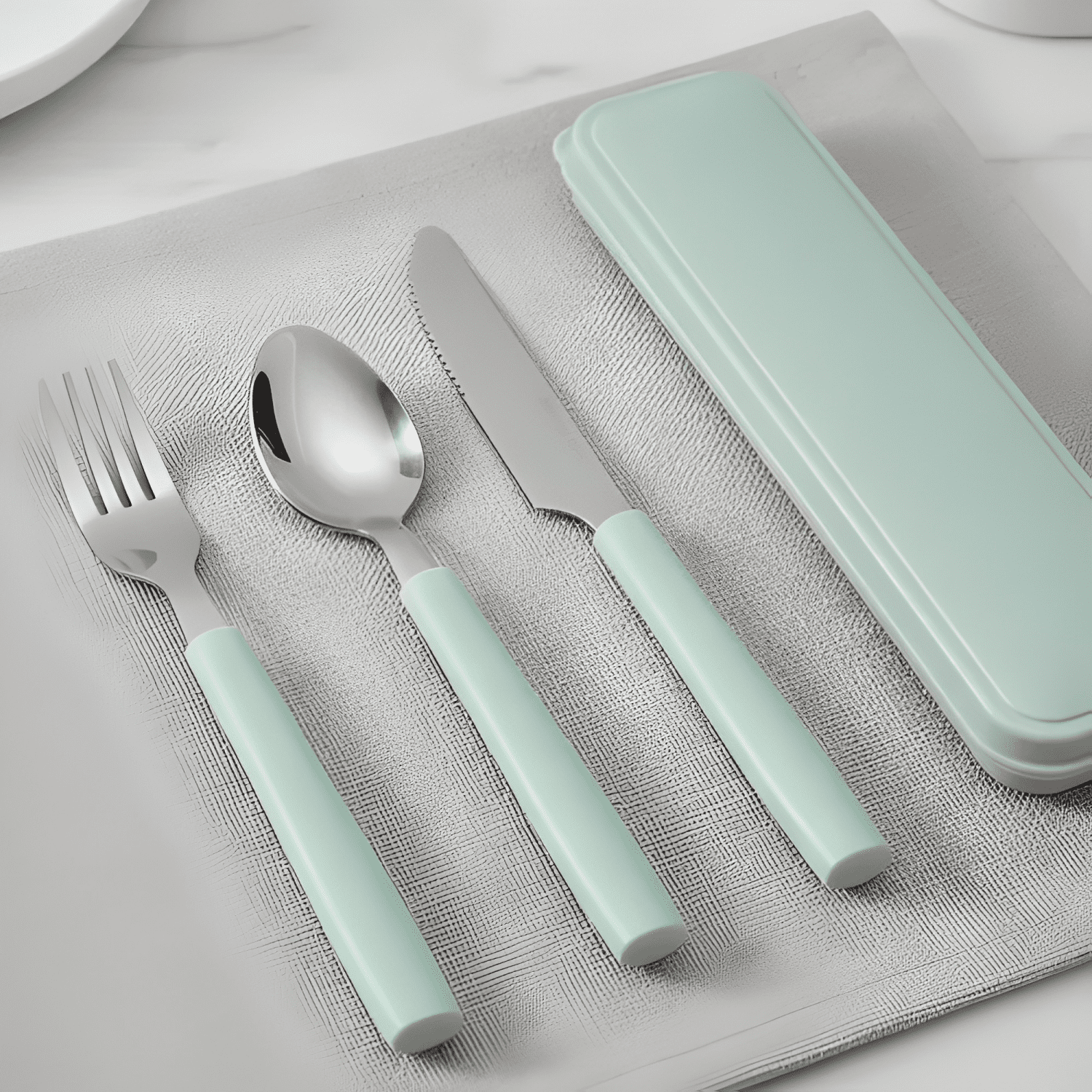 Set de cubiertos acero inox cuchara y tenedor niños estuche-2