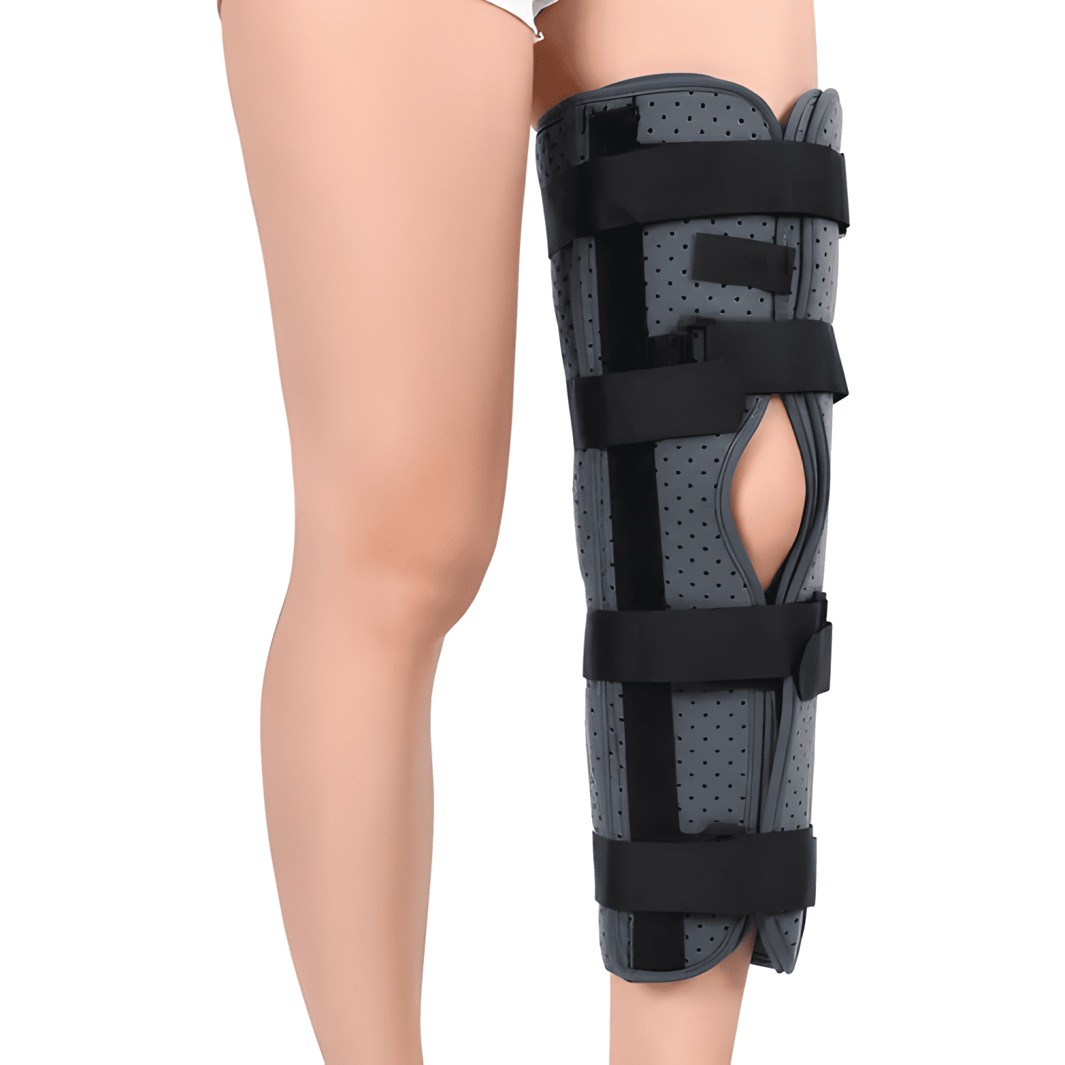 Inmovilizador de rodilla largo tripanel velcro ajustable-2