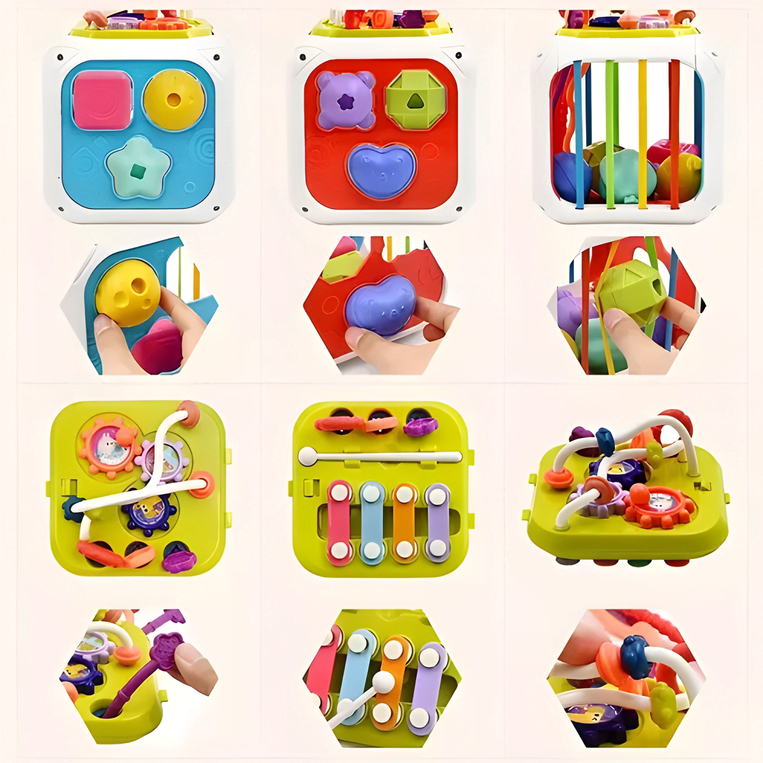 Juguete montessori educativo 7 en 1 cubo didáctico bebé #1-2