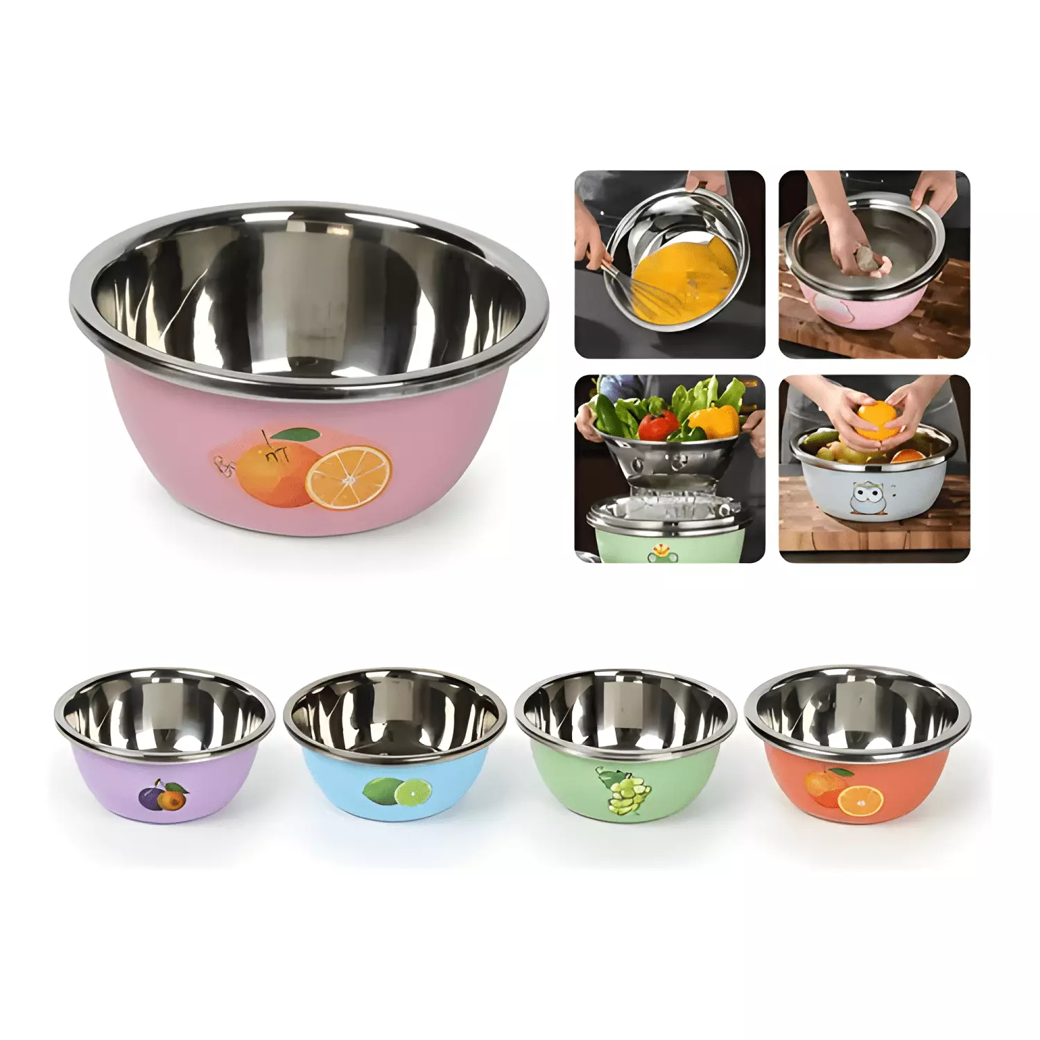 Bowl europeo 24cm acero inoxidable diseño premium-0