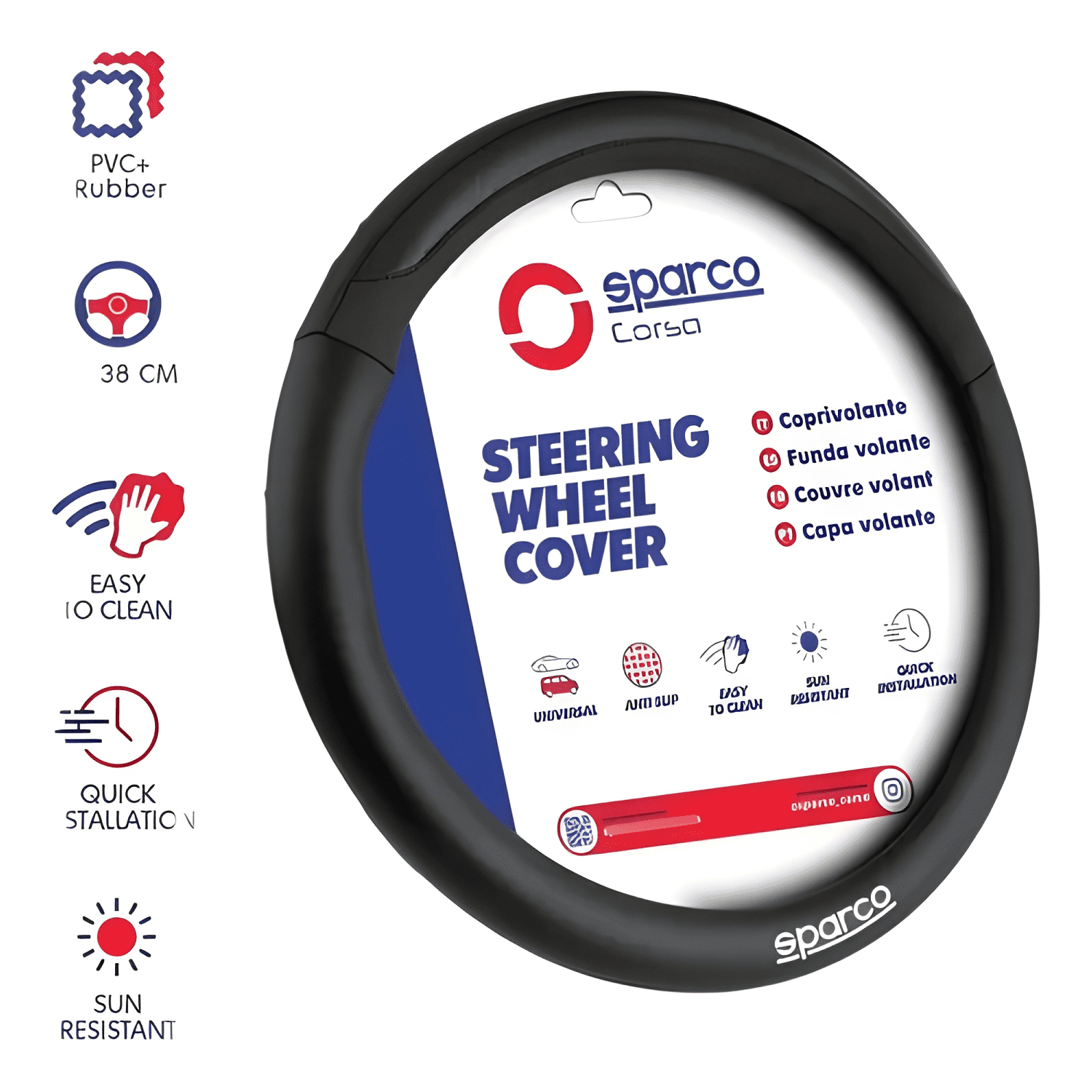 Funda Cubre Volante Eco Cuero Sparco Original Auto Sps146-2