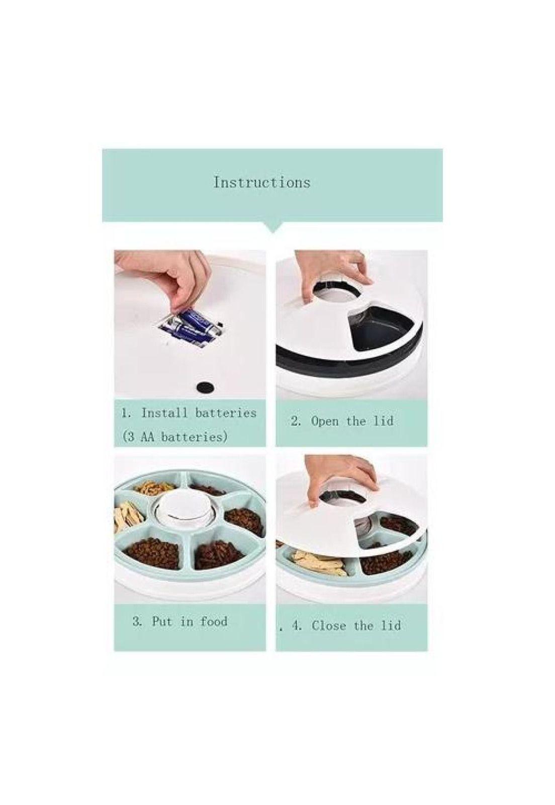 Dispensador automático de alimento para perros y gatos, blanco-6
