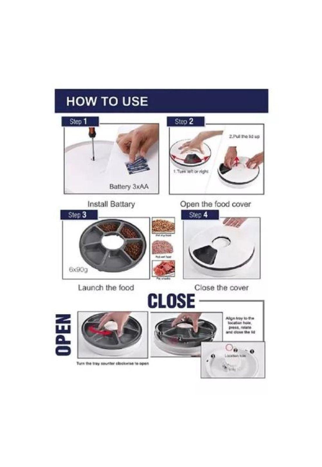 Dispensador automático de alimento para perros y gatos, blanco-7