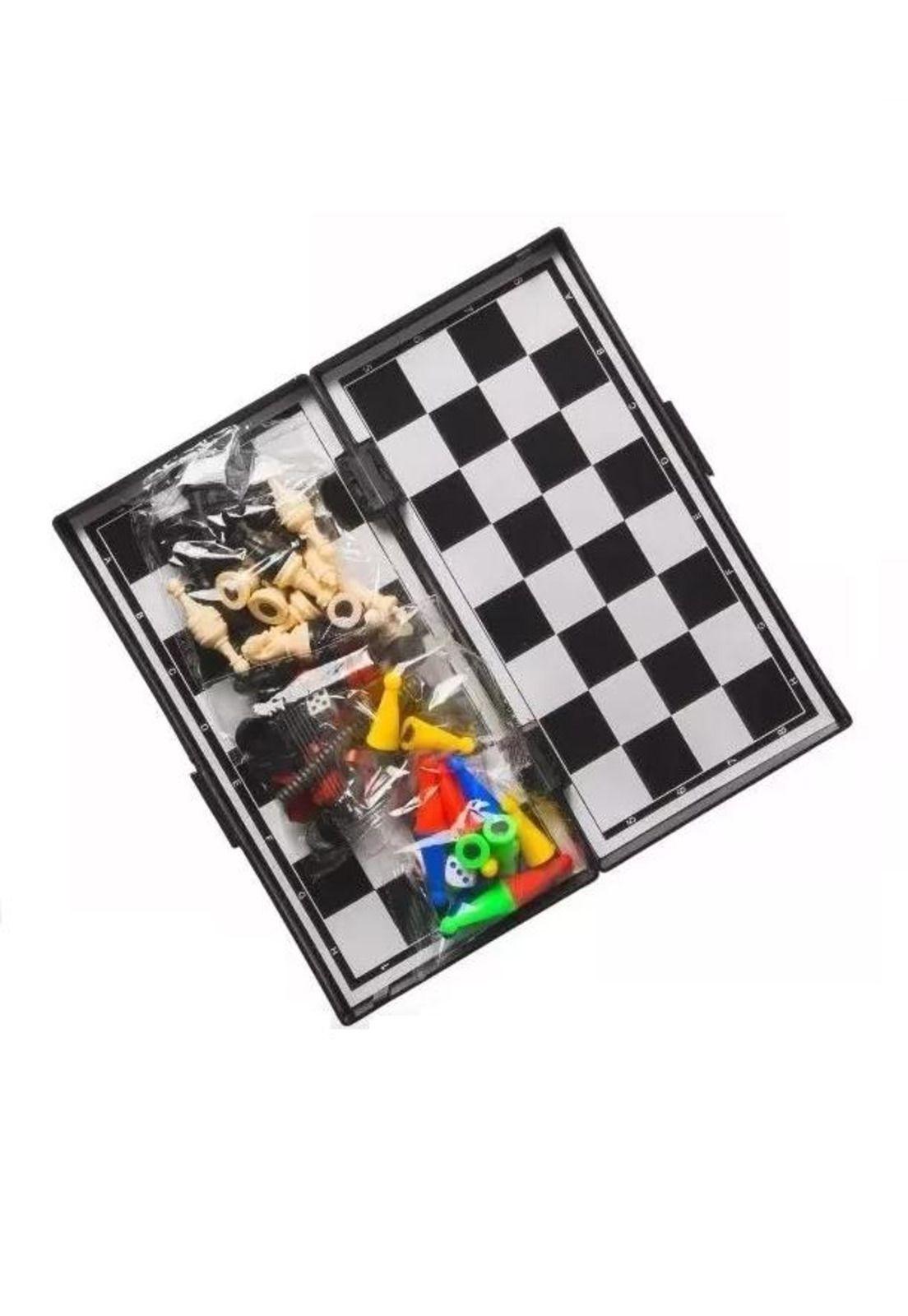 Juego de mesa 3 en 1: ludo, damas y ajedrez familiar-3