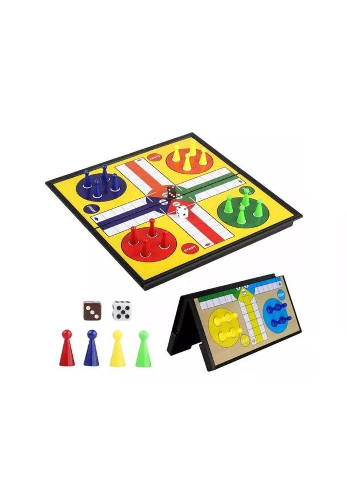 Juego de mesa 3 en 1: ludo, damas y ajedrez familiar-4