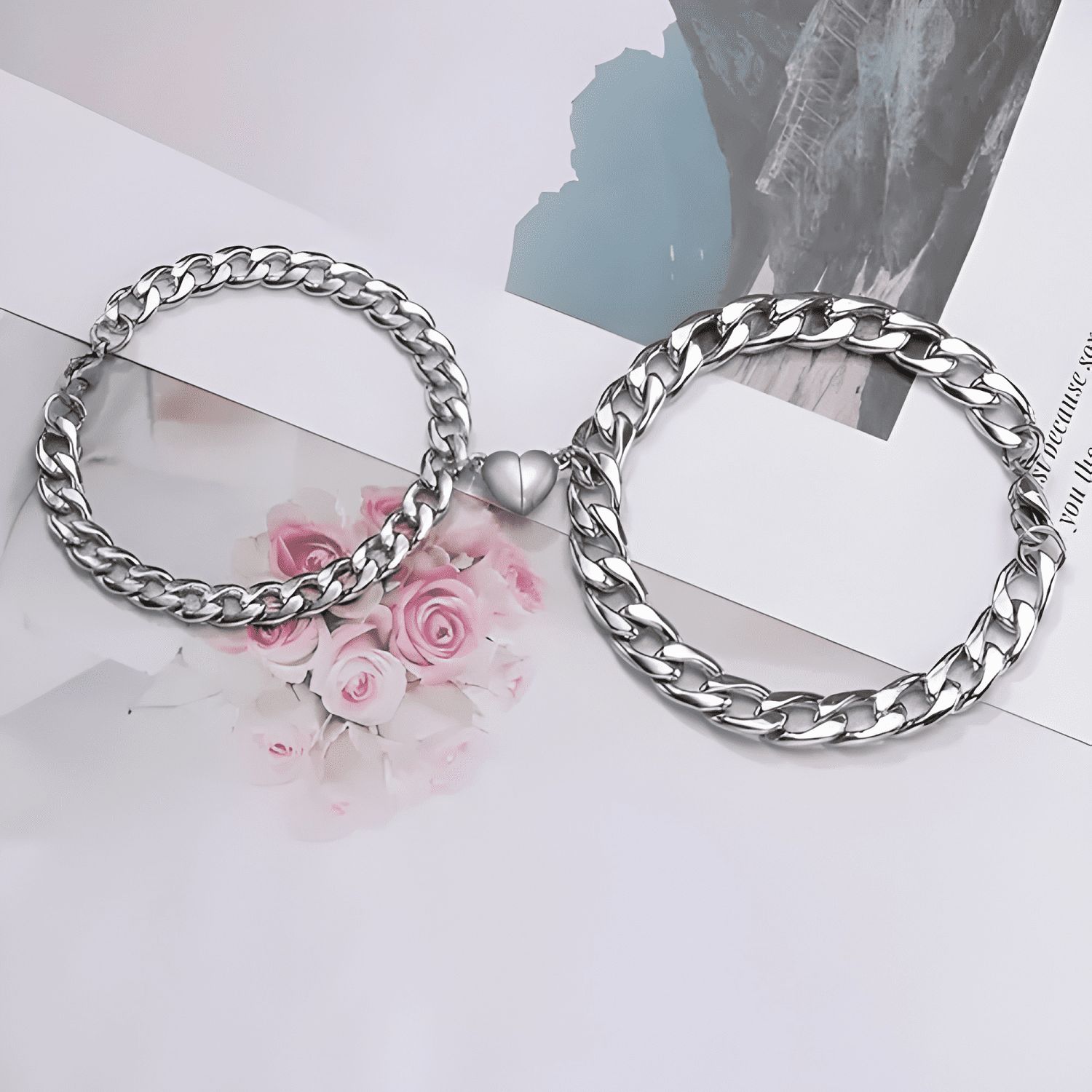 Pulseras para parejas con imán corazón regalo de amor-4