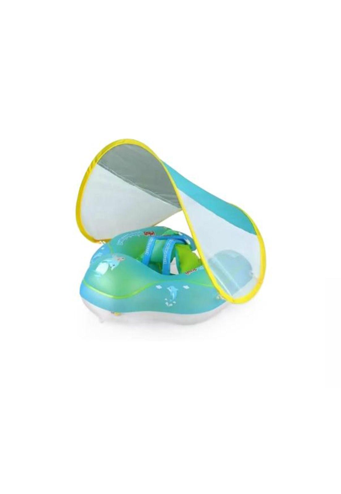 Flotador bebé con protección solar para piscina con toldo celeste-0