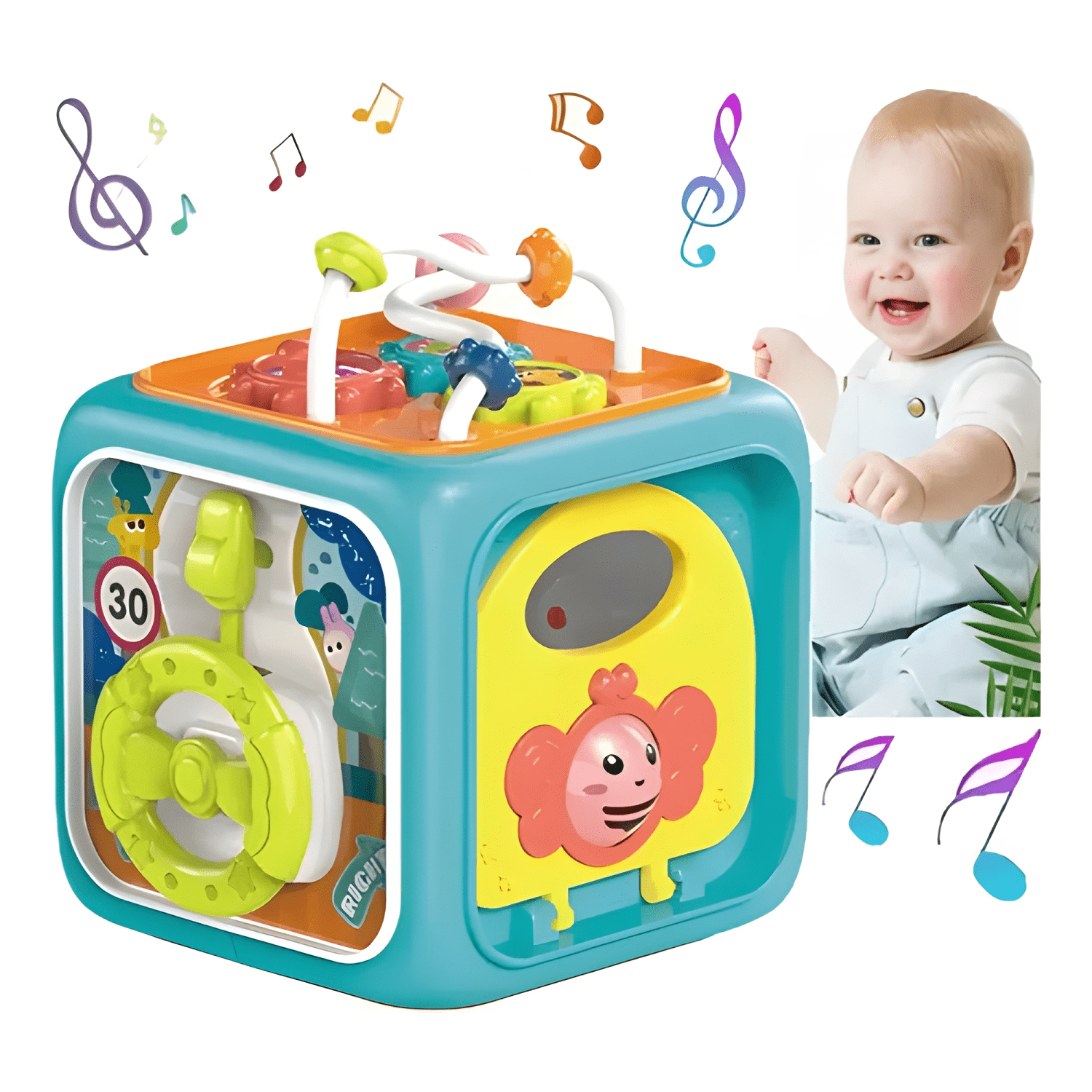 Juguete montessori educativo 6 en 1 cubo didáctico para bebé-2