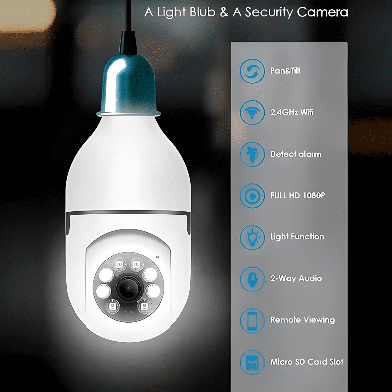 Camara Smart Ip Ampolleta Motorizada 360° Nocturna Blanco-2