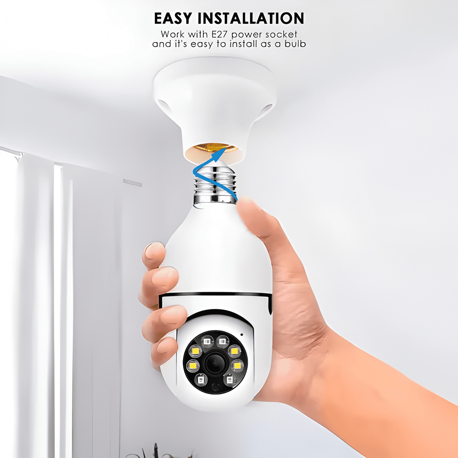 Camara Smart Ip Ampolleta Motorizada 360° Nocturna Blanco-3