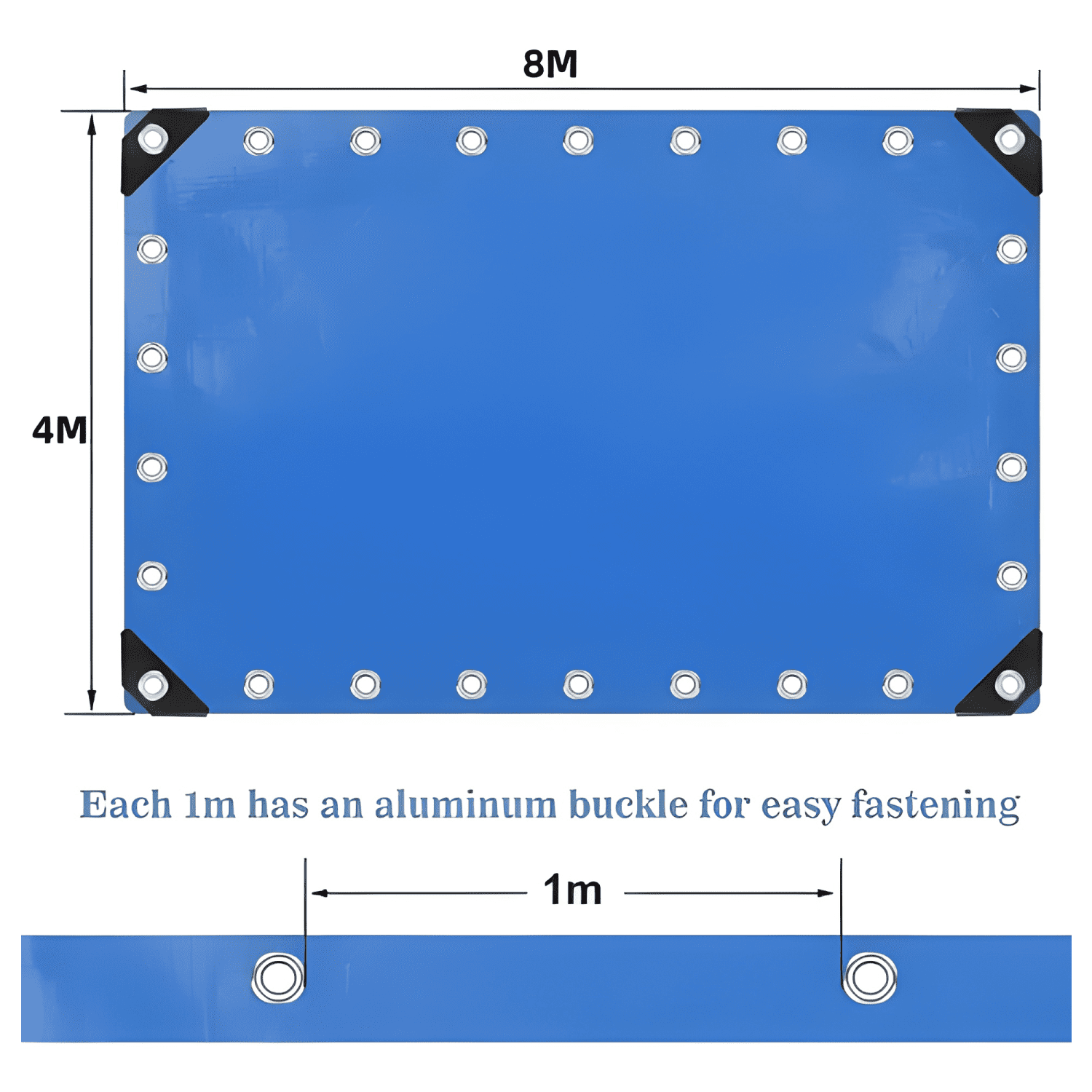 Cobertor de piscina lona multiuso con ojetillos 8x4 m #9-1