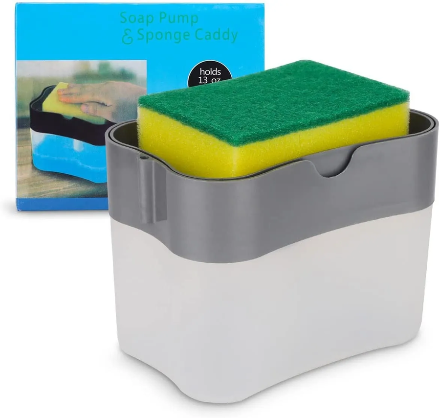 Dispensador Lavaloza Con Soporte De Esponja Gris-0