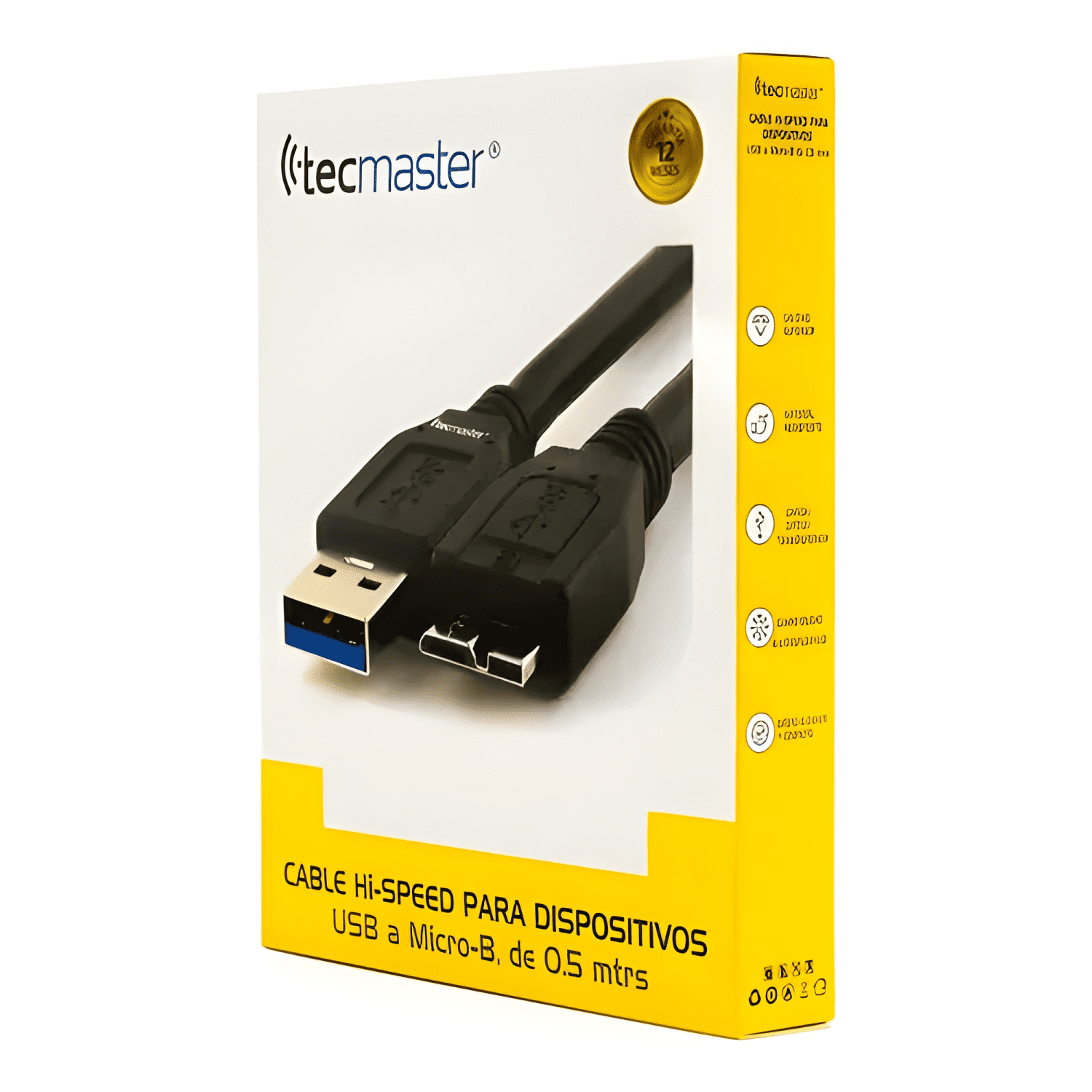 Cable USB a micro b tecmaster de 50 cm Negro-2