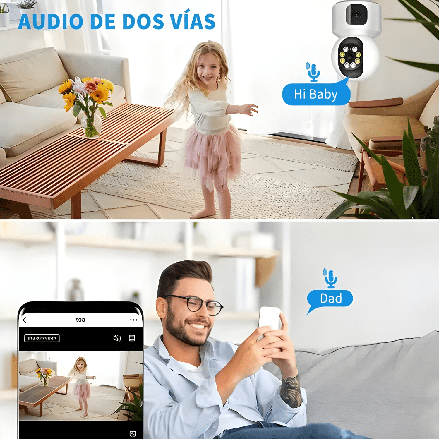 Atsg Cámara de Seguridad Doble Pantalla Wifi Ip 360 Full Hd-2