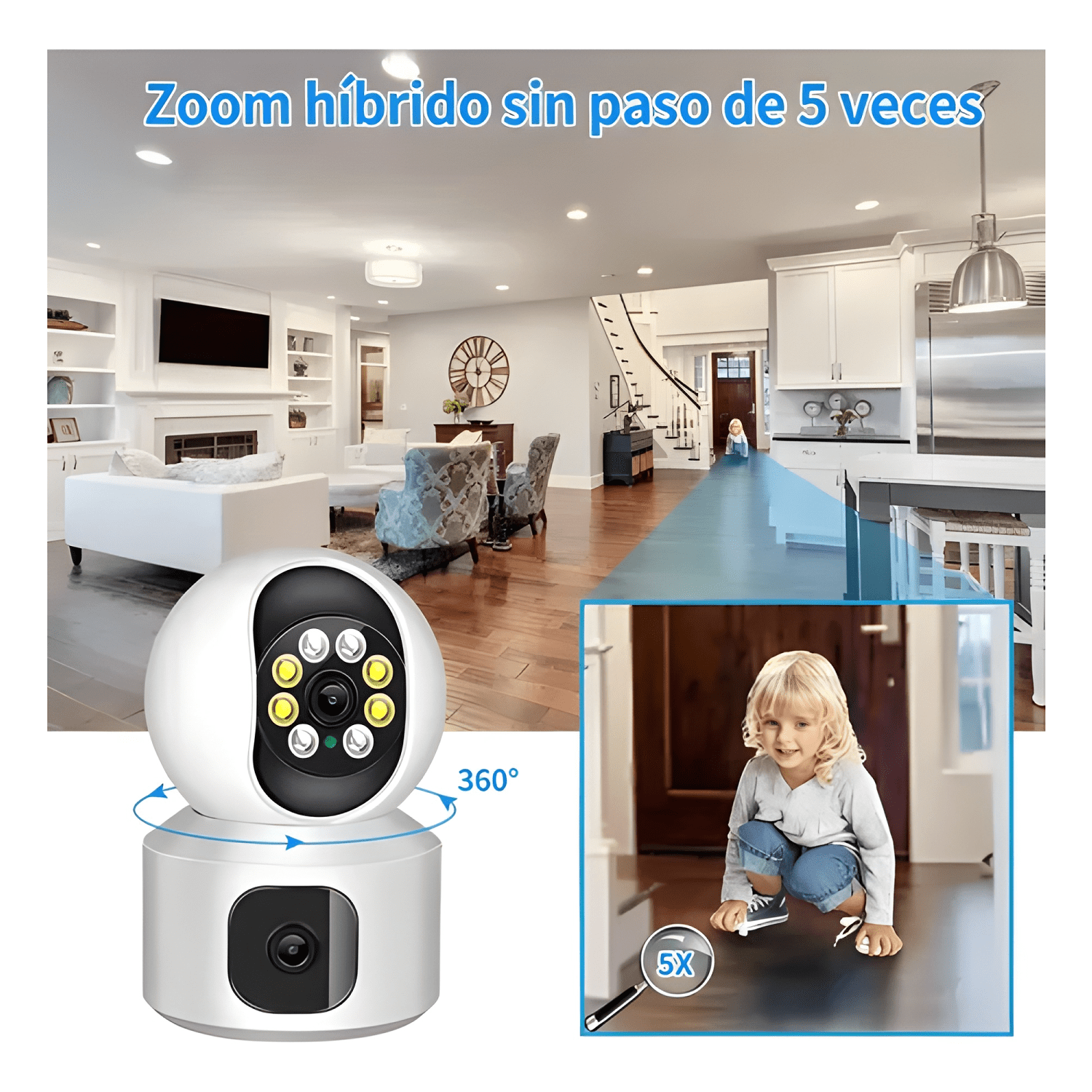 Atsg Cámara de Seguridad Doble Pantalla Wifi Ip 360 Full Hd-4