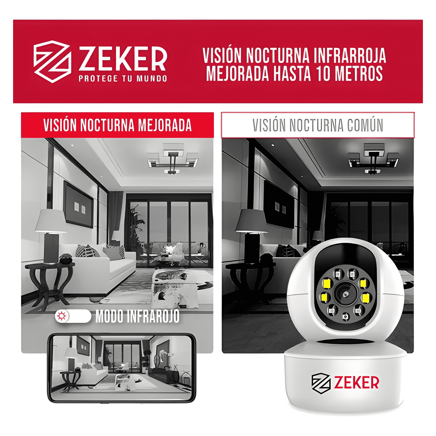 Pack X2 Cámara de Seguridad Interior Wifi Ip Zeker SE Blanco-3
