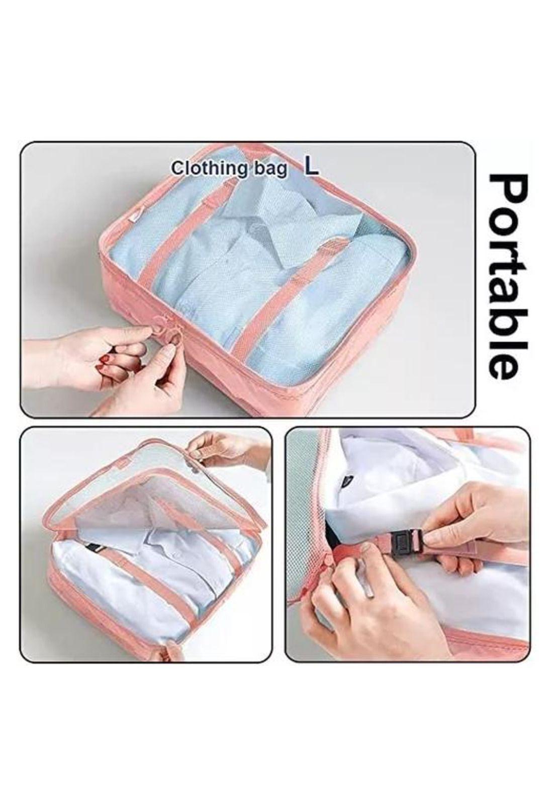 Bolsas de Viaje 8 en 1 - Organizadoras de Viaje para Maleta - Color Rosado-2