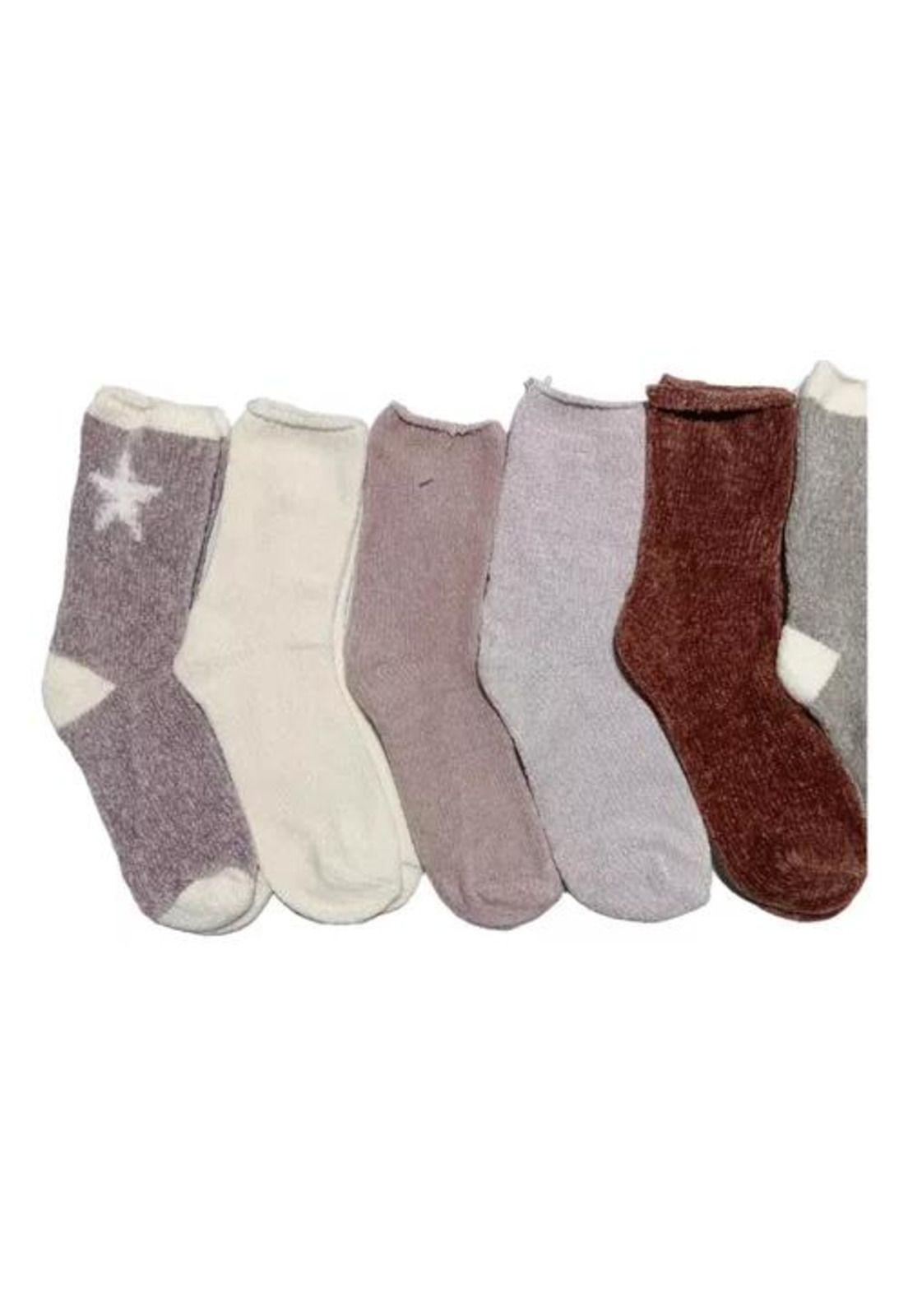Pack de 12 calcetines para mujer, toalla polar, unicolor + diseños, multicolor-2