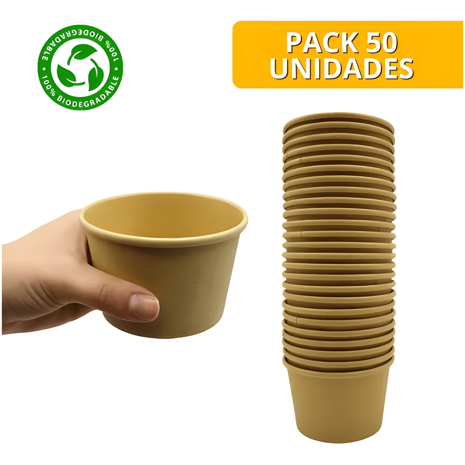 Vaso polipapel kraft para helado y sopa 8 oz 25u-4