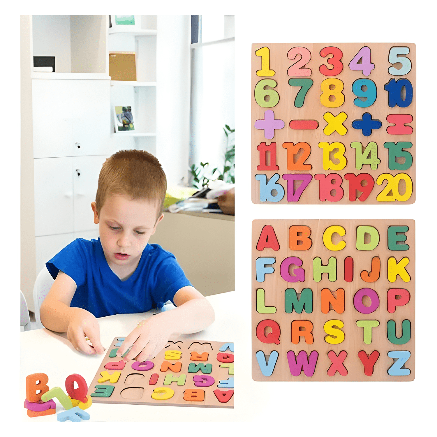 Set tabla encaje didáctico madera letras + numeros #2-3