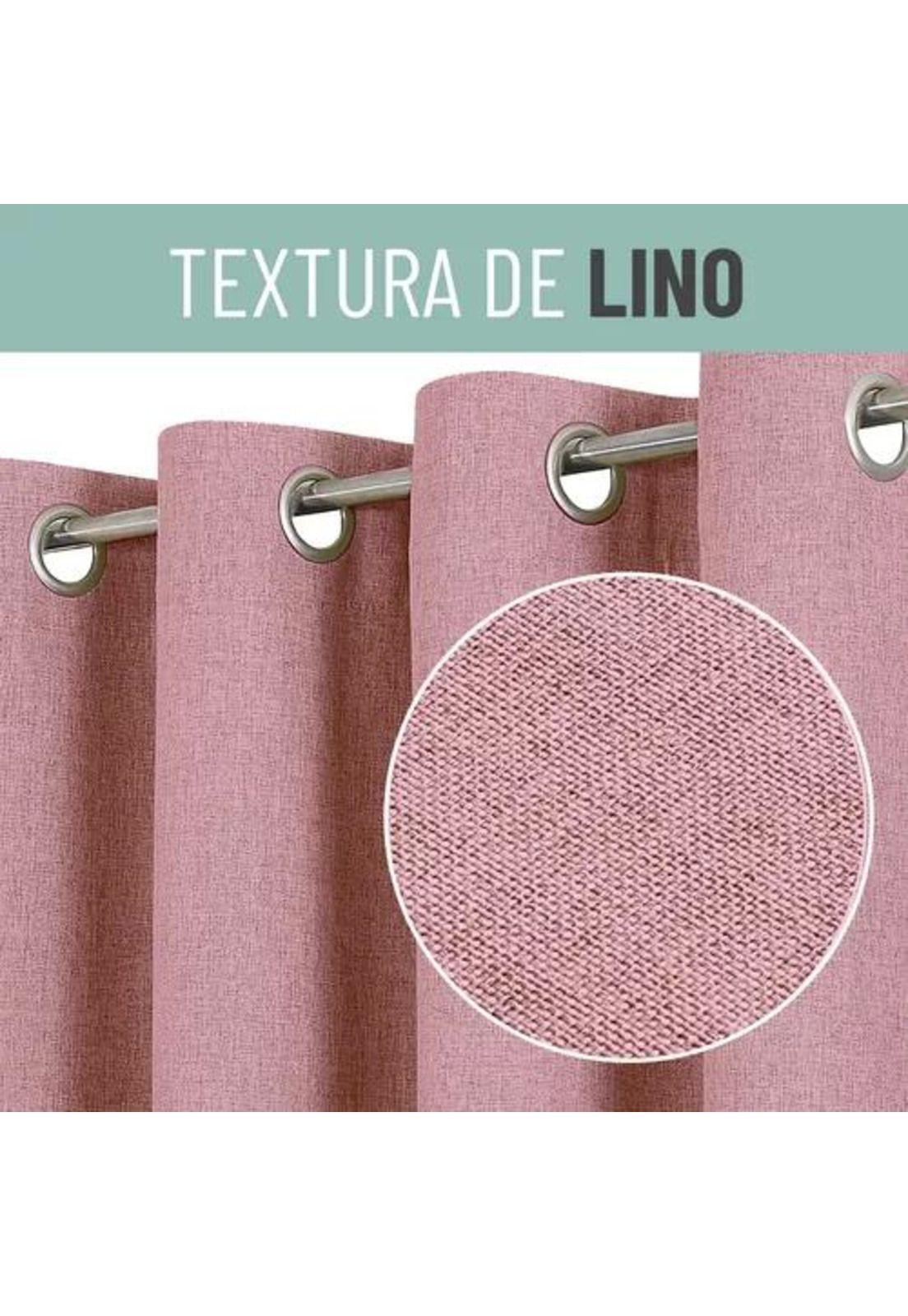 Cortina Blackout 100% 2 Paños 140x220cm Textura Lino Rosado-5