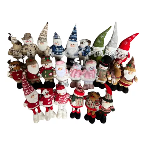 Pack x3 muñecos navideños pata larga pascuero, mono nieve azul-1