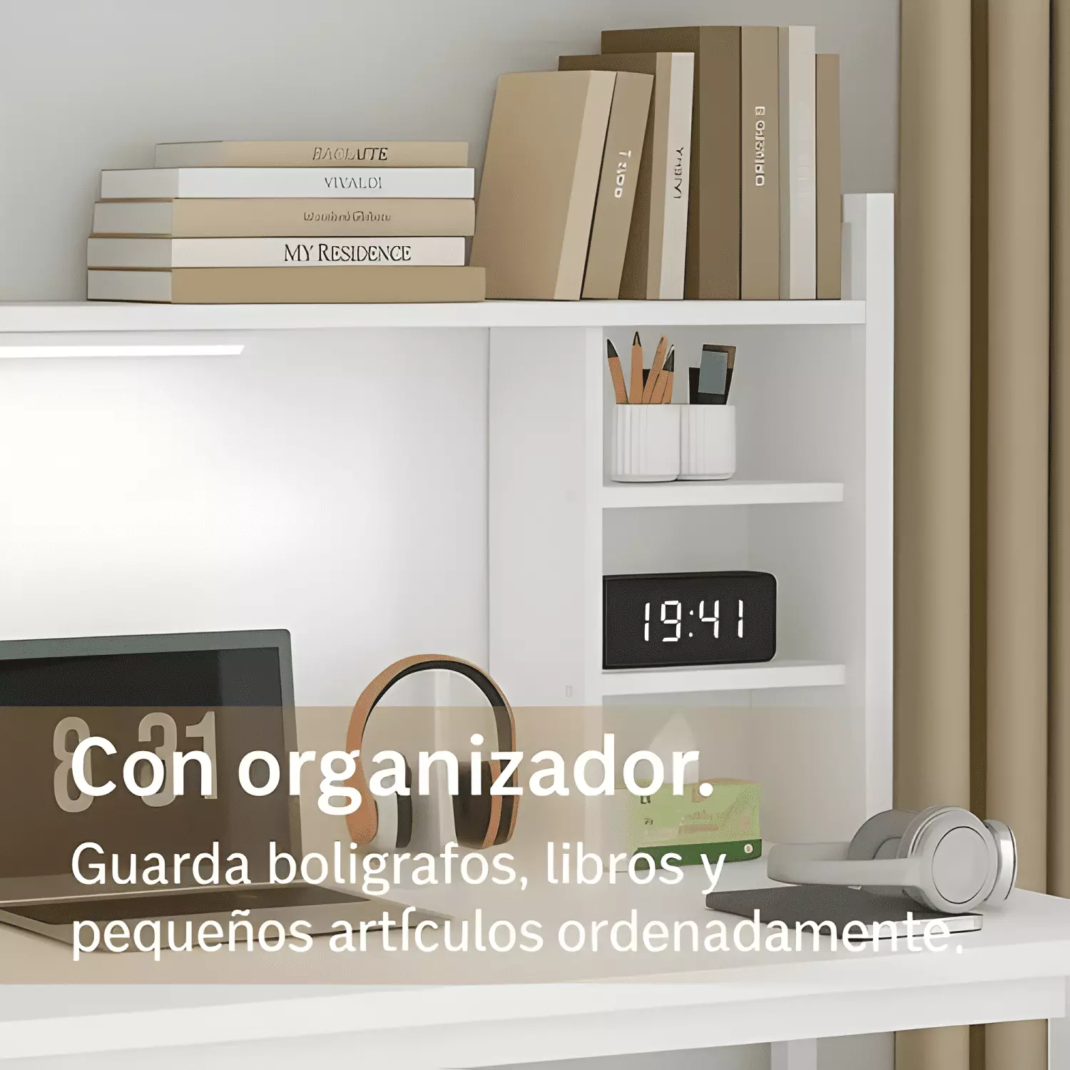 Escritorio moderno oficina con LED y organizador #3-1