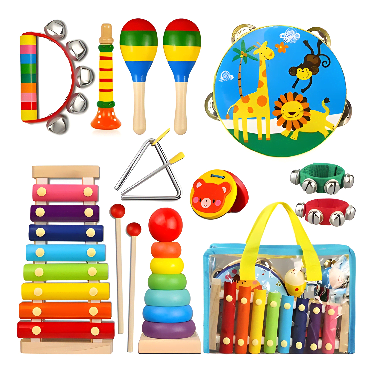 Set 12 instrumento musicales montessori madera para niños #3-0