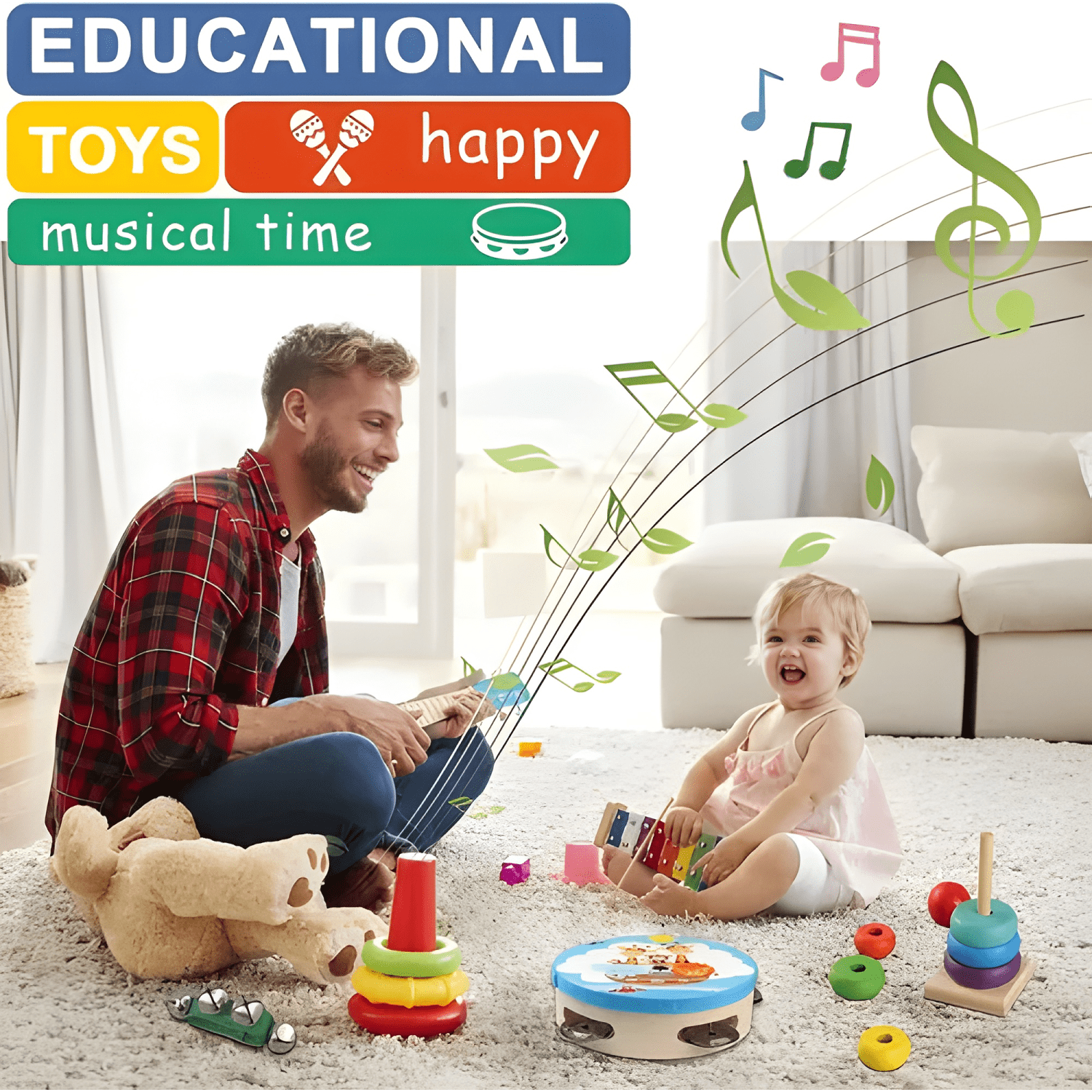 Set 12 instrumento musicales montessori madera para niños #3-1