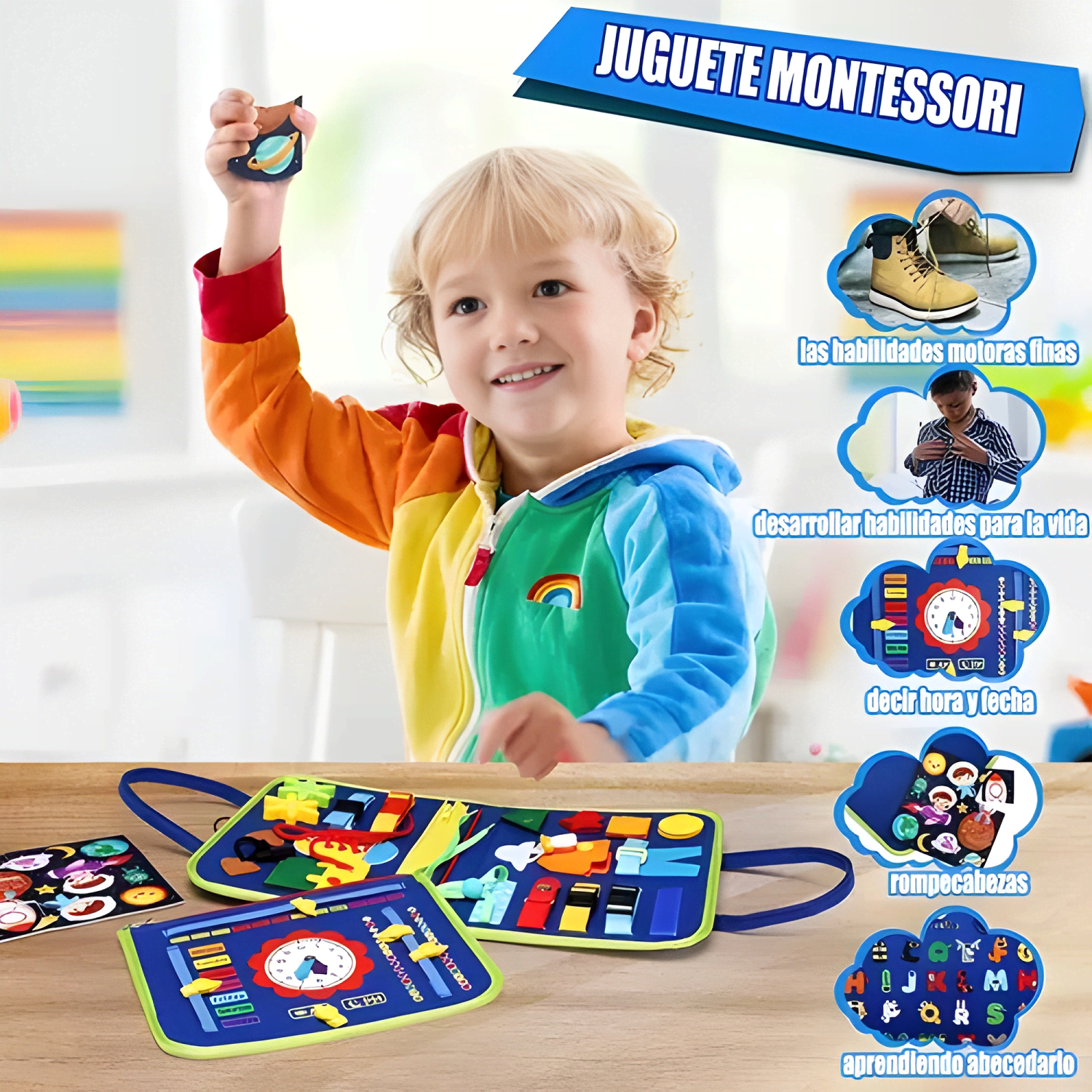 Tablero sensorial interactivo juguete educativo 1-4 años #4-4