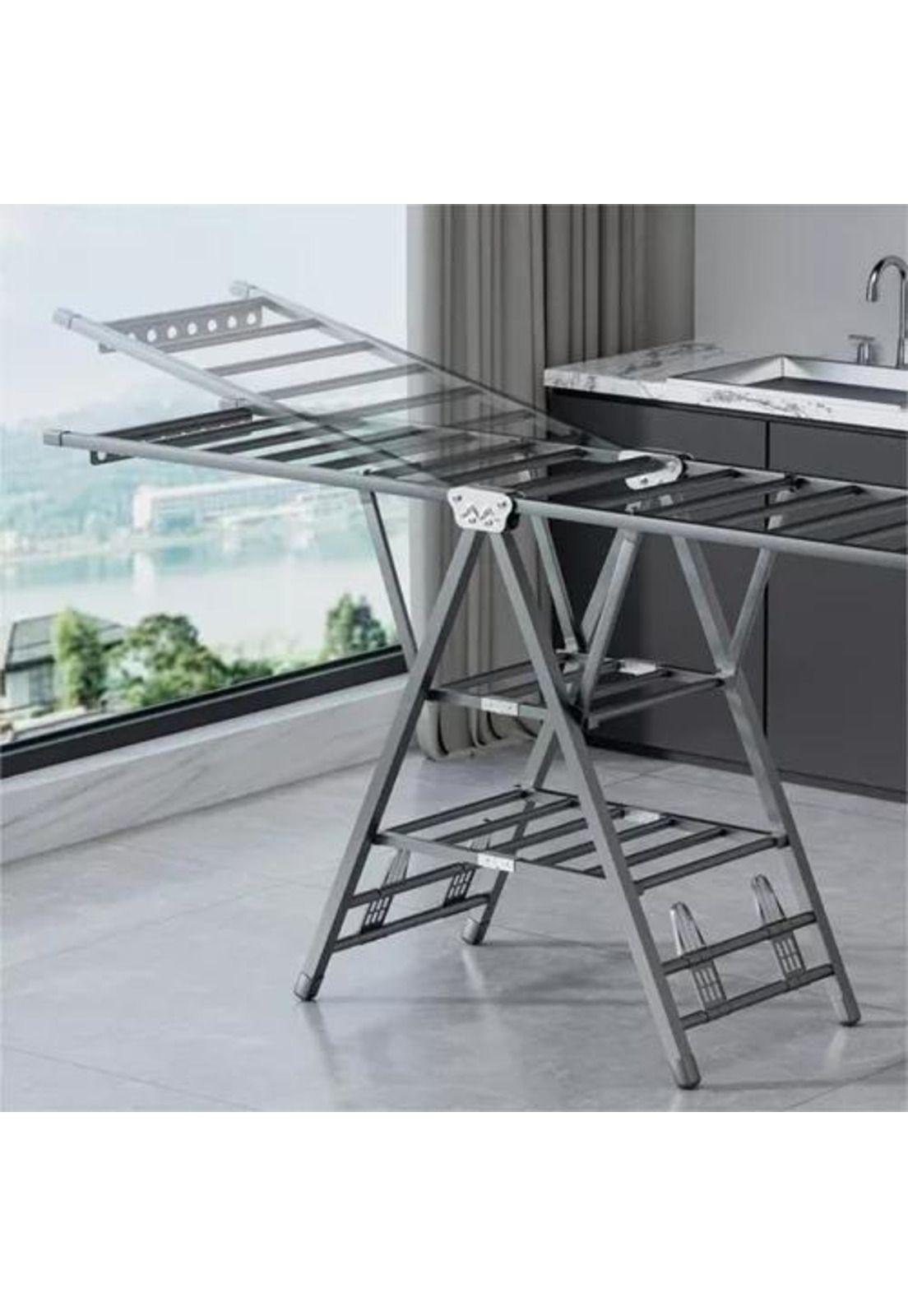 Tendedero plegable acero inoxidable 170 cm, color plateado-5