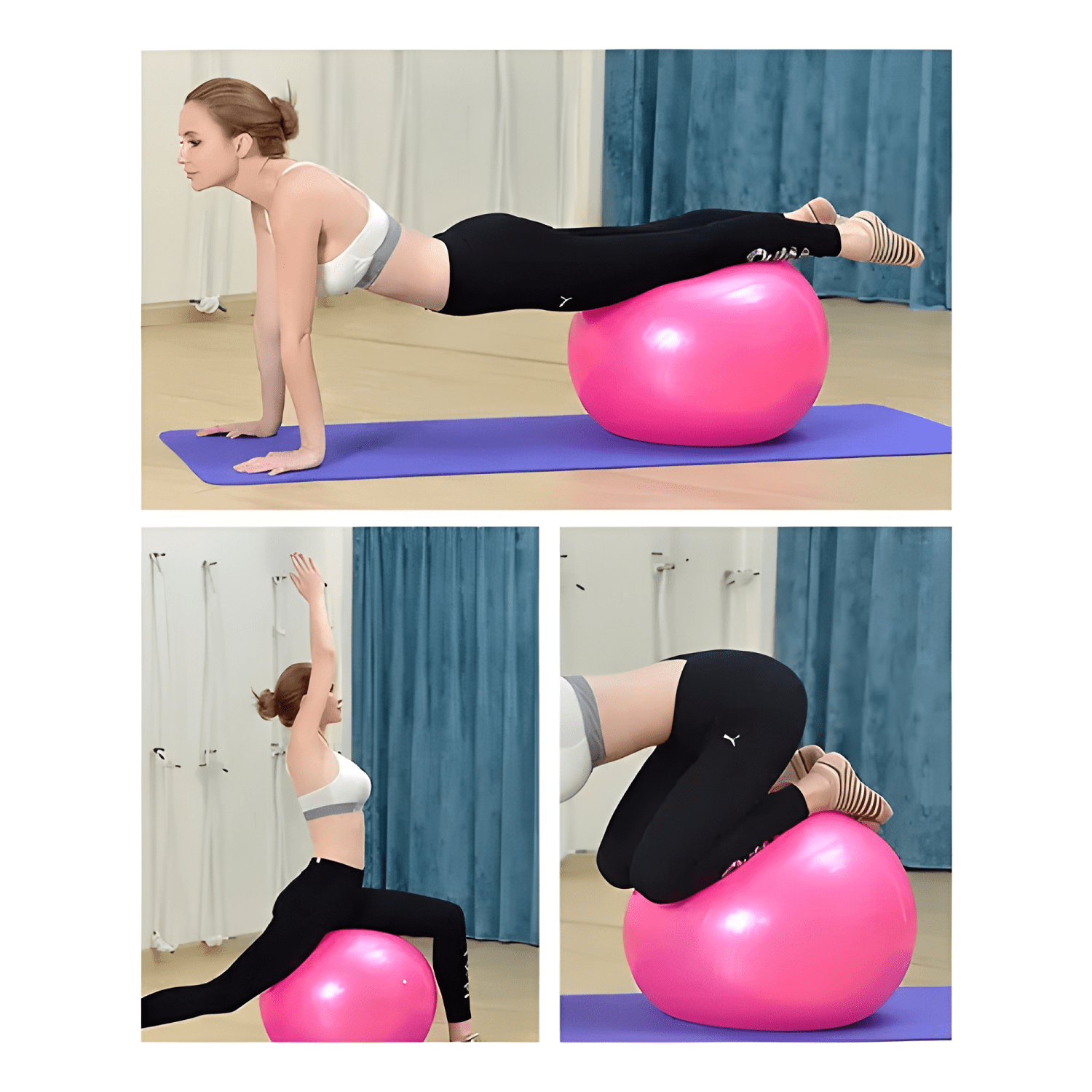 Pelota de pilates rakrose 55 cm con inflador unidad Rosa-2