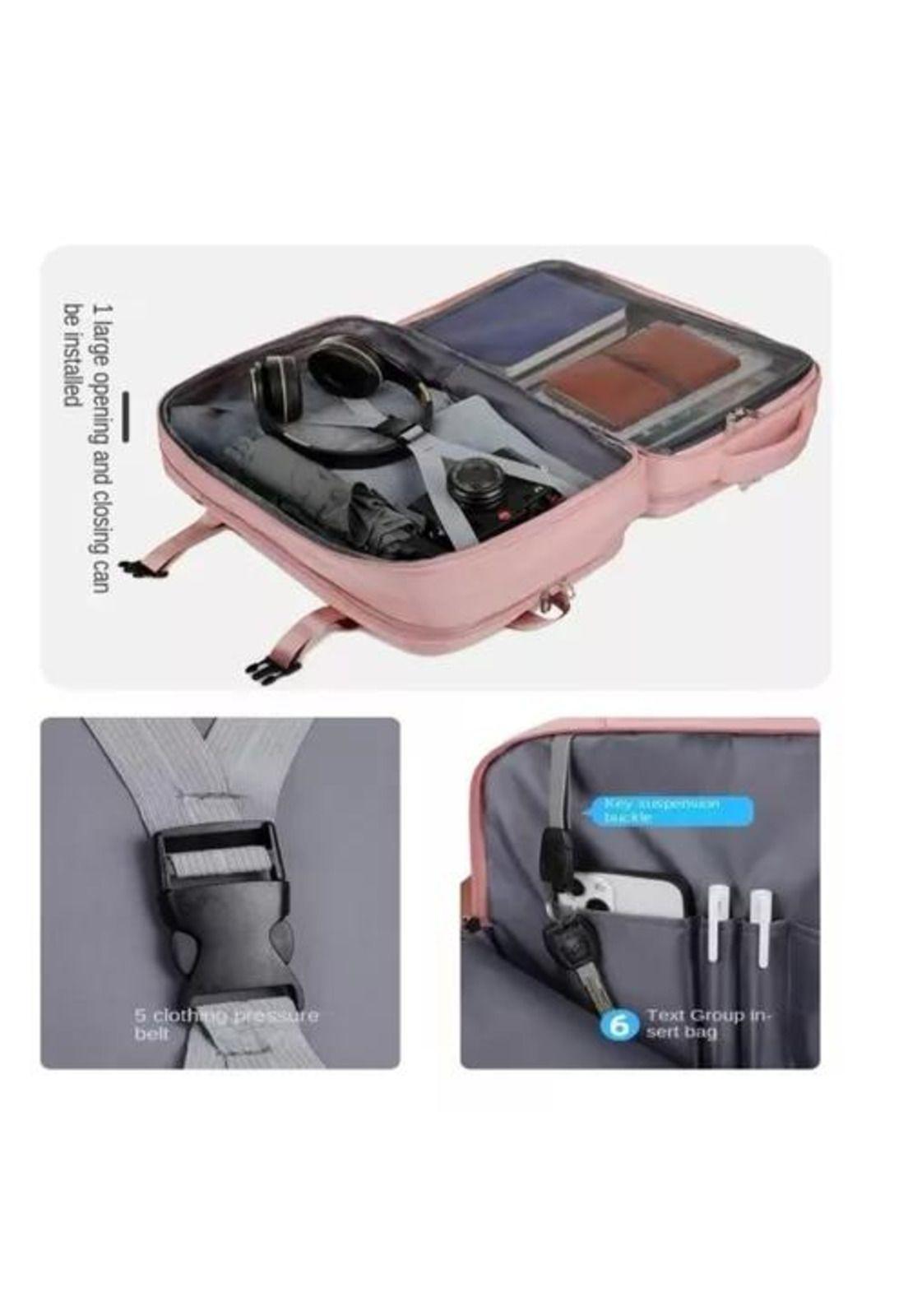 Mochila expandible de viaje, multiuso, impermeable, cabina de avión, color rosado-2