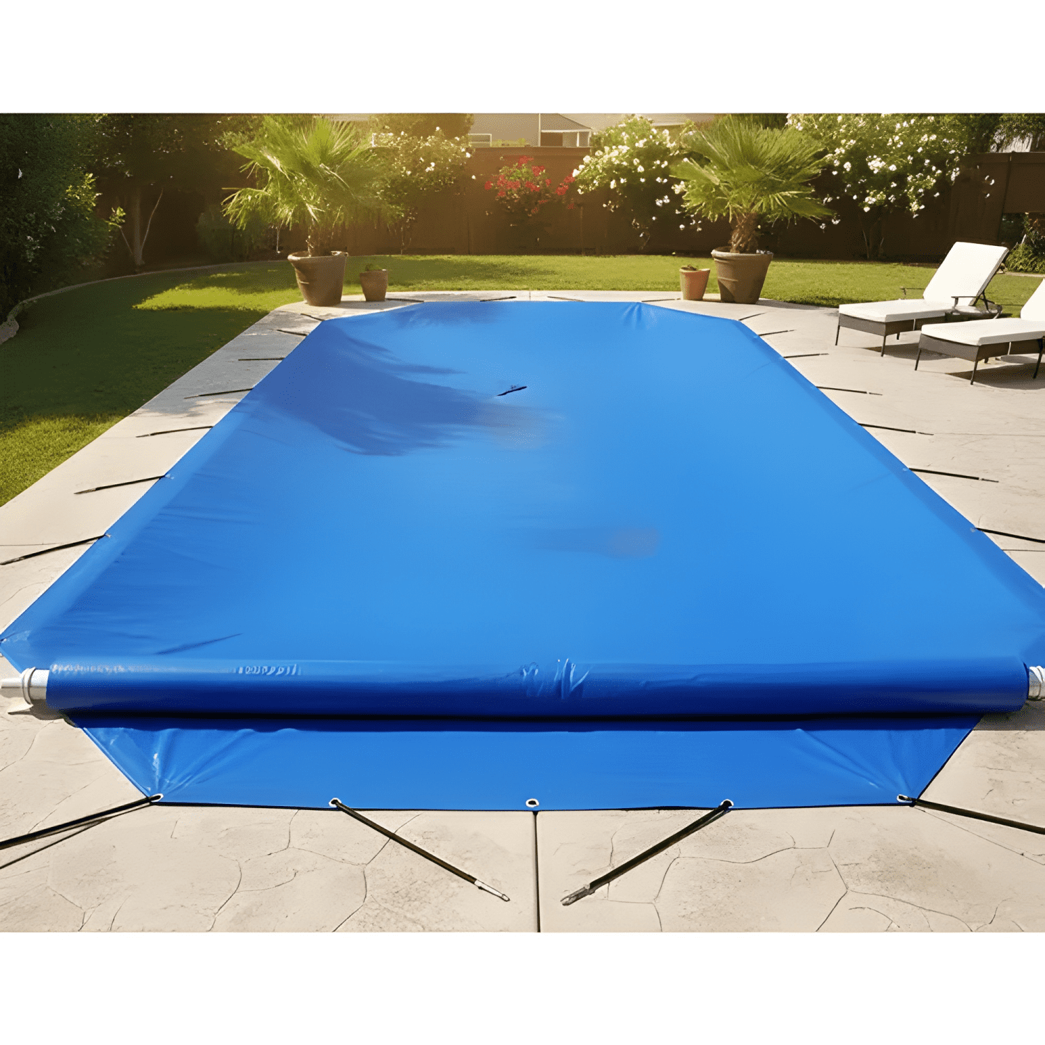 Lona cubre piscina universal impermeable 2x4 m azul-2