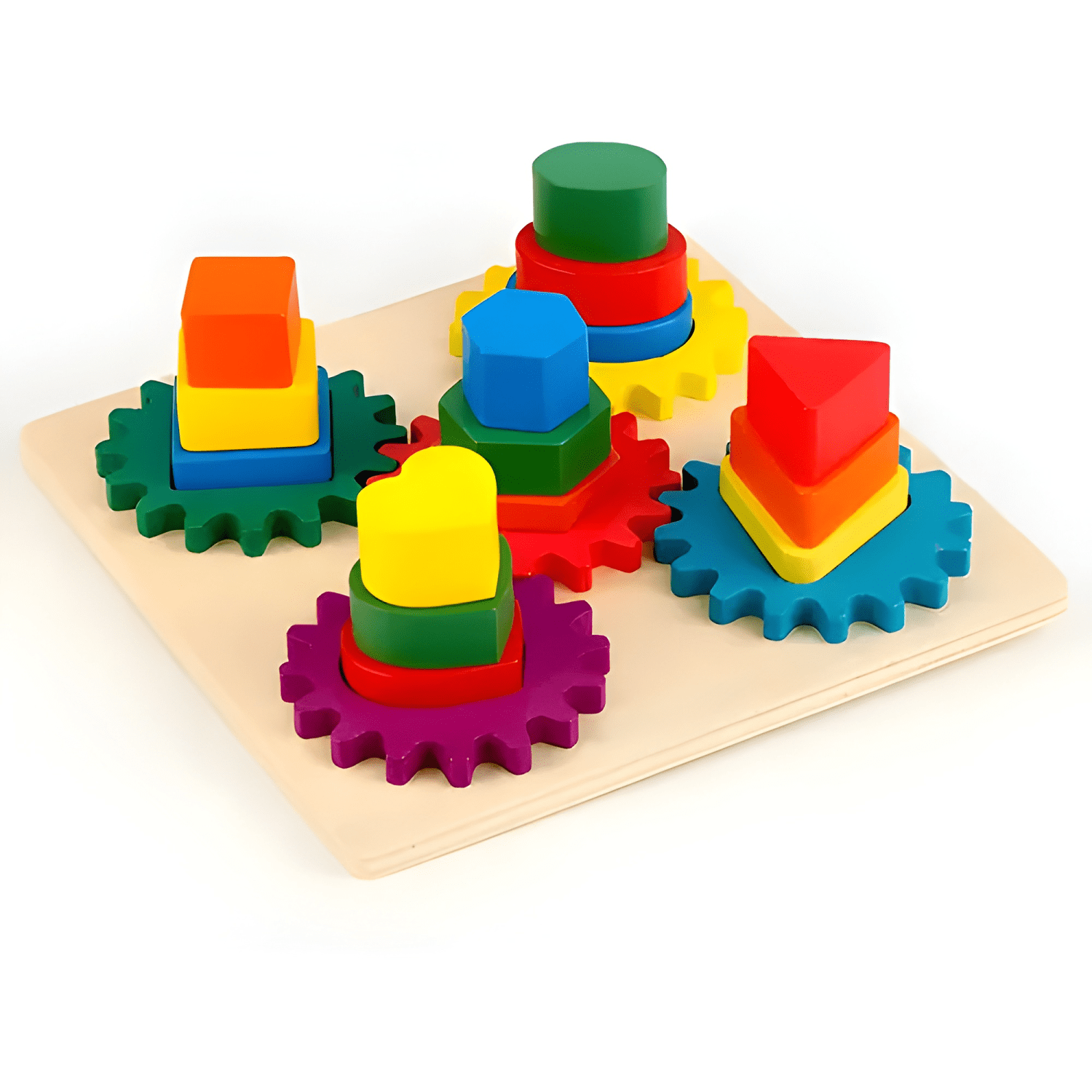 Juego de engranaje y encaje montessori de madera para niños-0