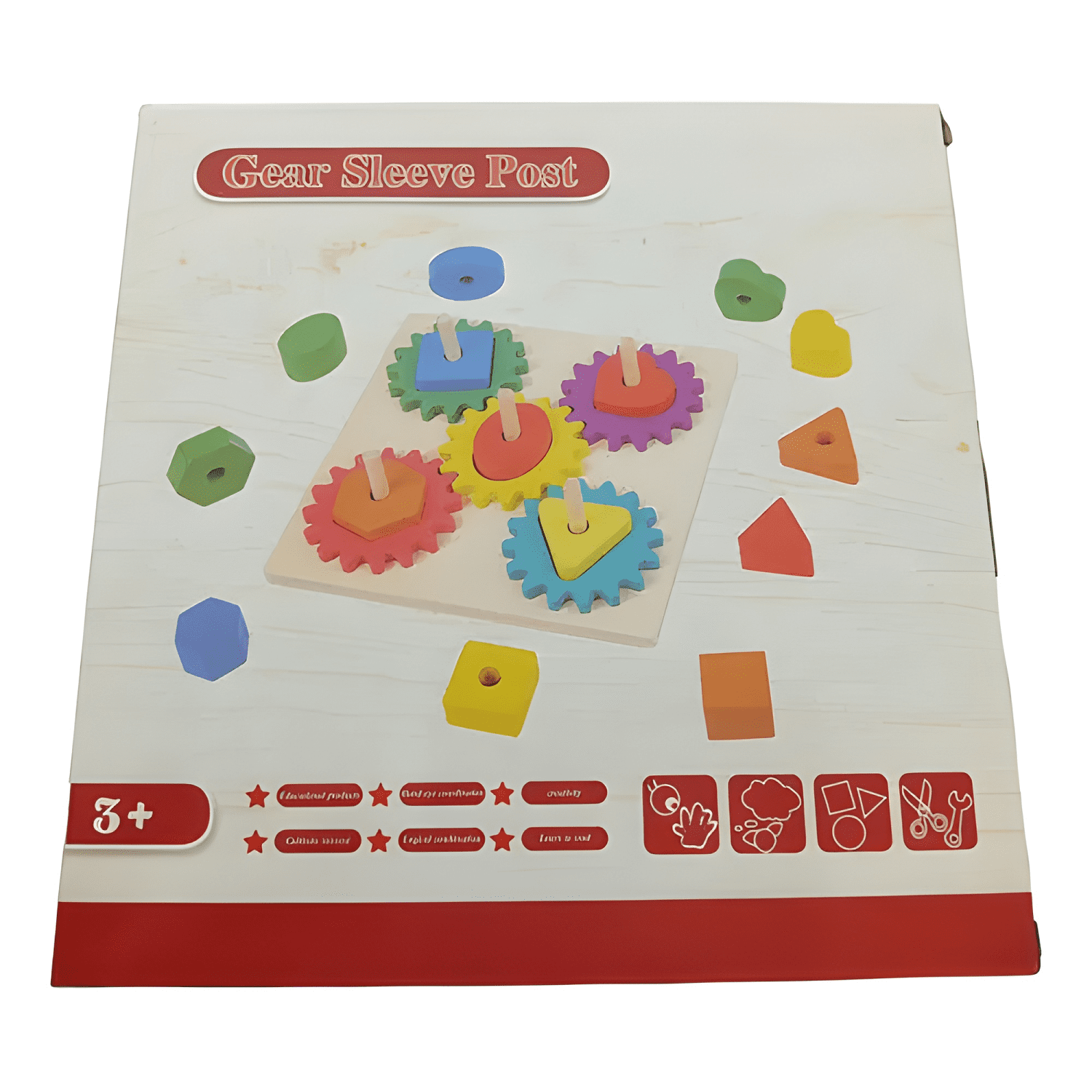 Juego de engranaje y encaje montessori de madera para niños-4
